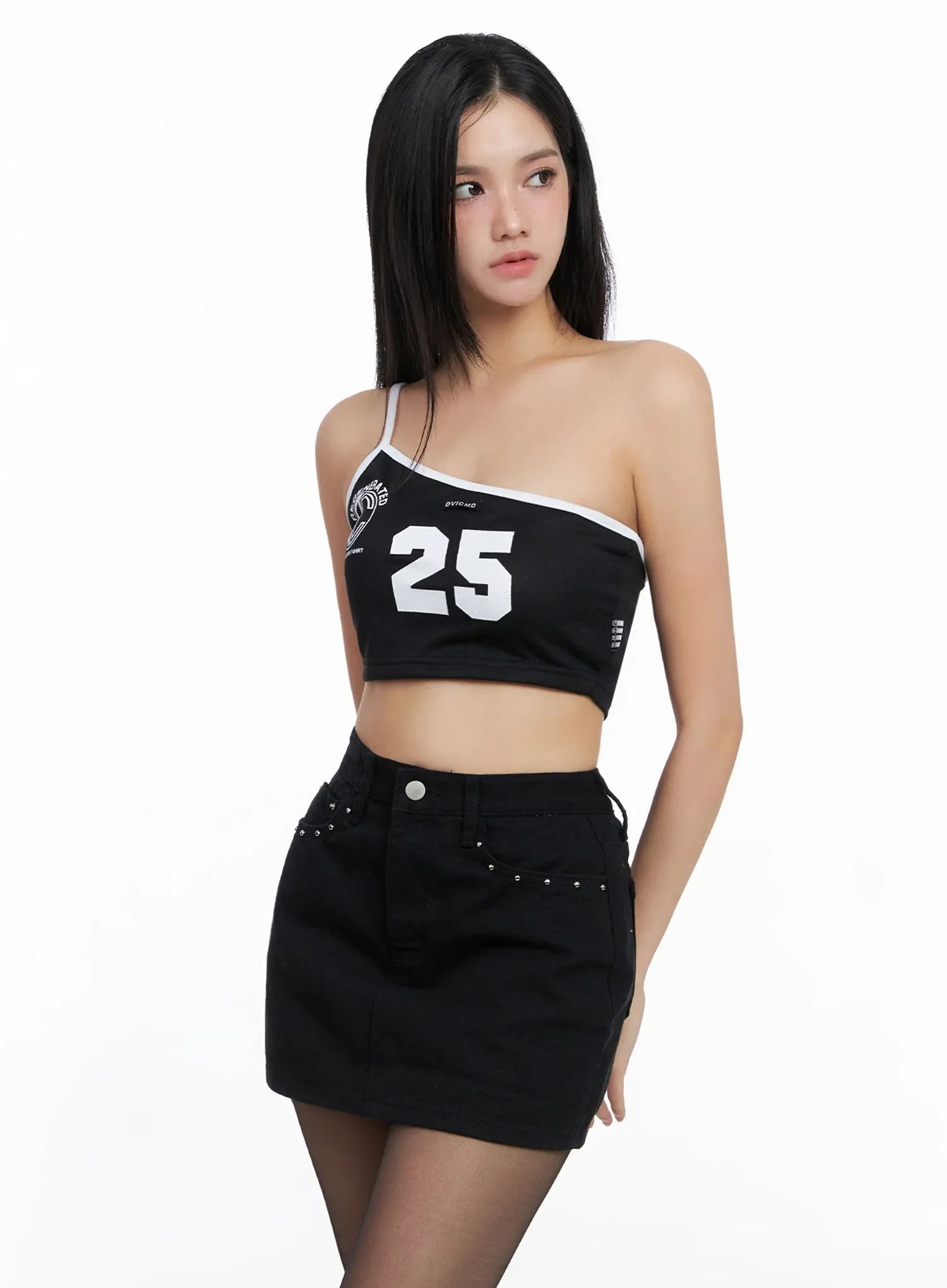Mesh Varsity Graphic Crop Top IS525 - Image 6
