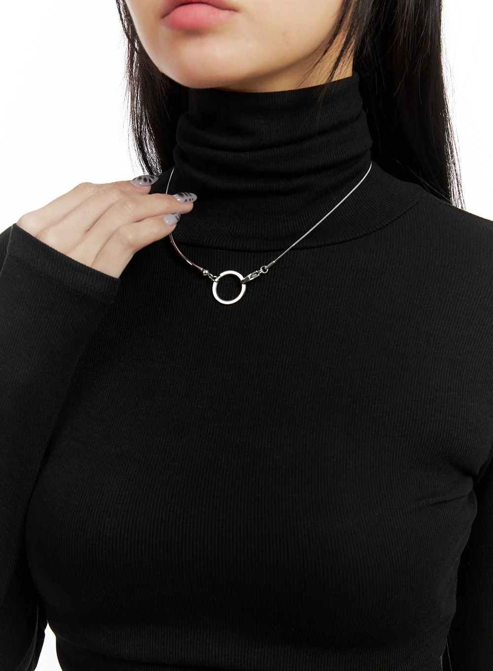 Metallic Ring Pendant Necklace OO401 - Image 4