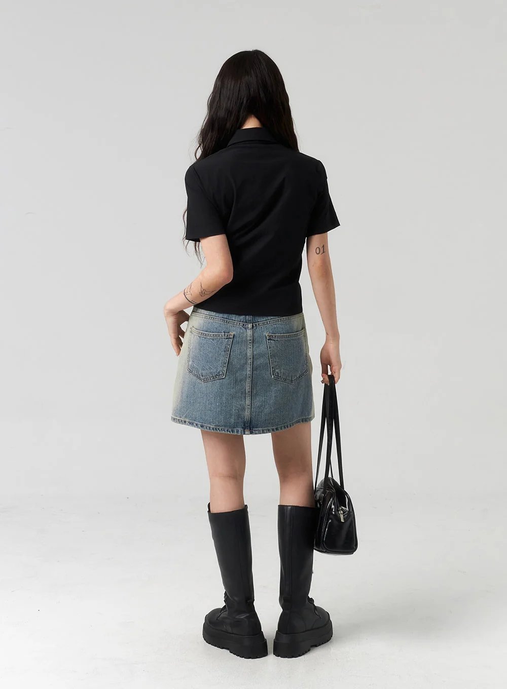 Mid-Rise Denim Mini Skirt CL318 - Image 12
