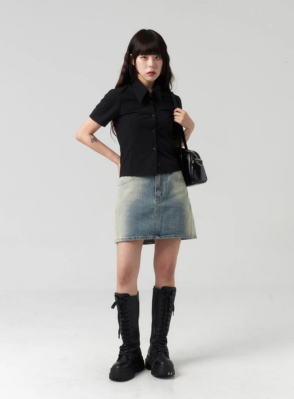 Mid-Rise Denim Mini Skirt CL318 - Image 3