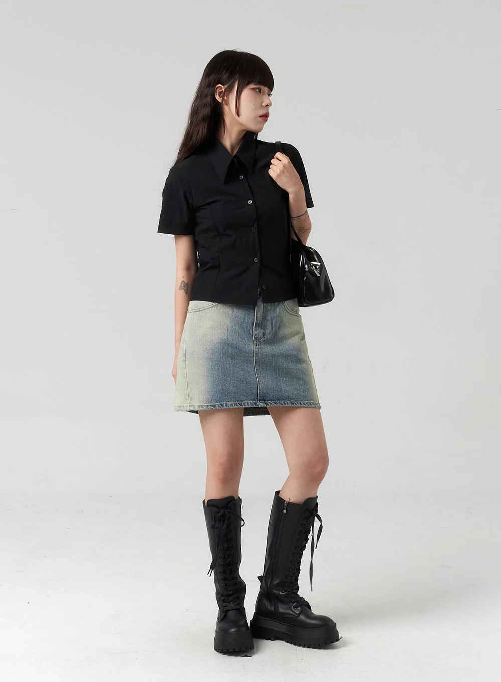 Mid-Rise Denim Mini Skirt CL318 - Image 4