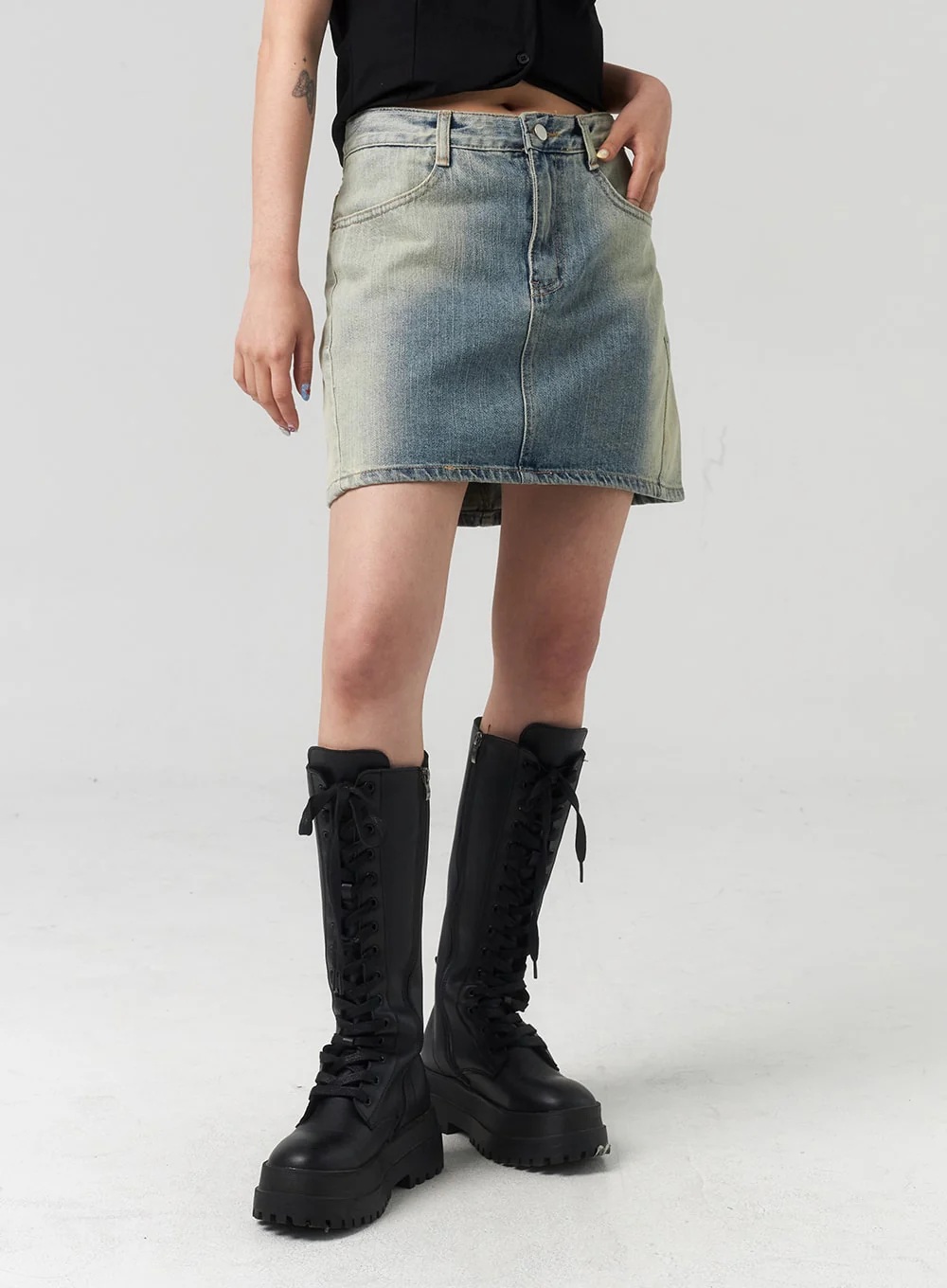 Mid-Rise Denim Mini Skirt CL318 - Image 5