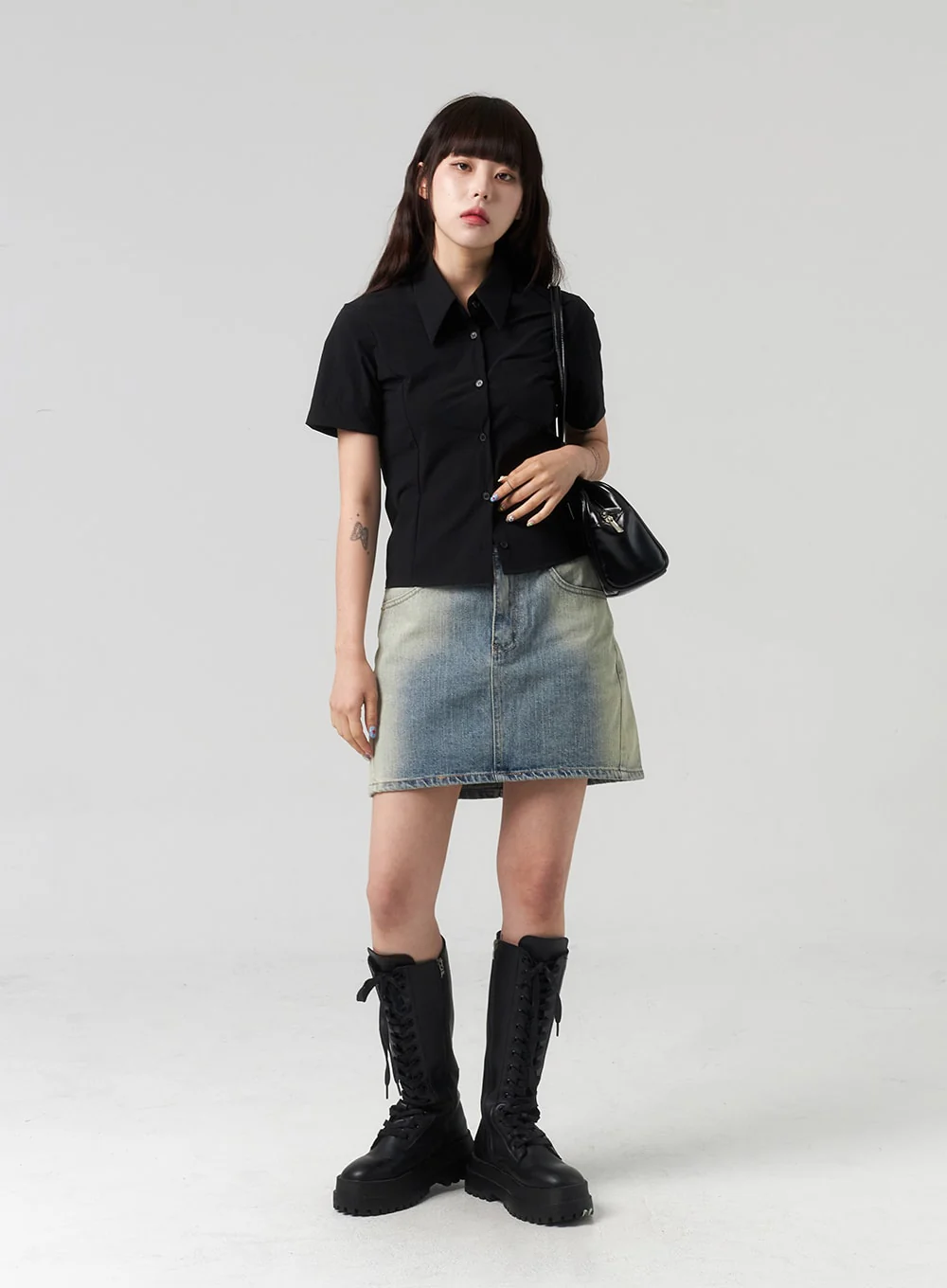 Mid-Rise Denim Mini Skirt CL318 - Image 7