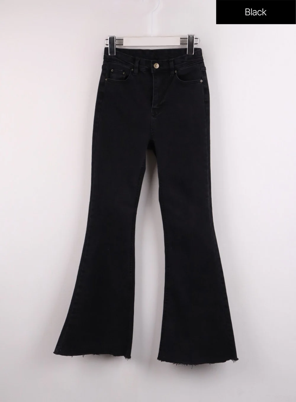 Mid Waist Button Flared Jeans IF402 - Image 9