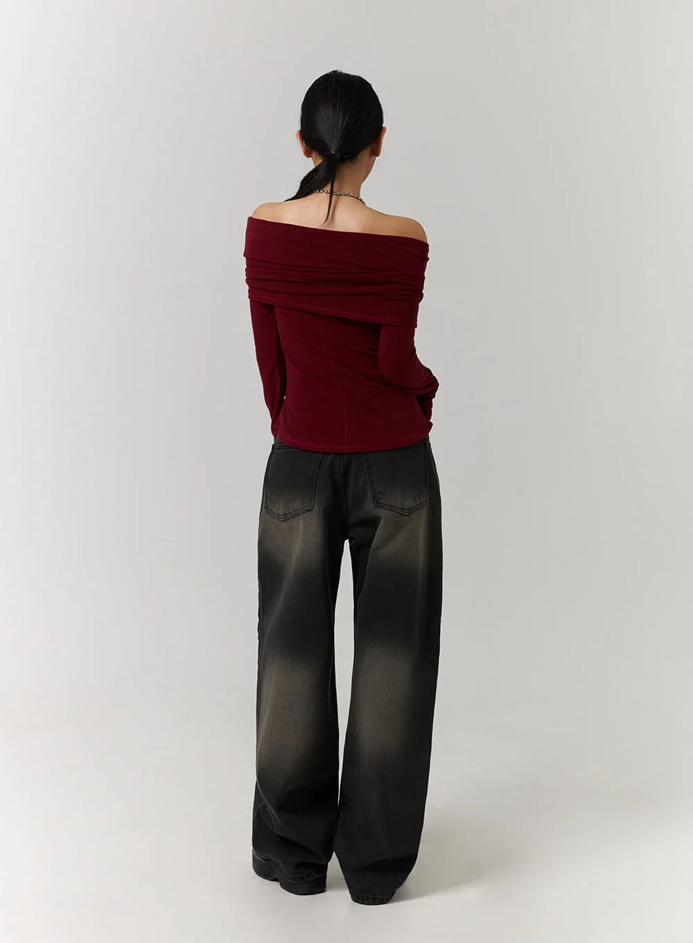 Mid Waist Wide Leg Washed Jeans CD329 - Image 7