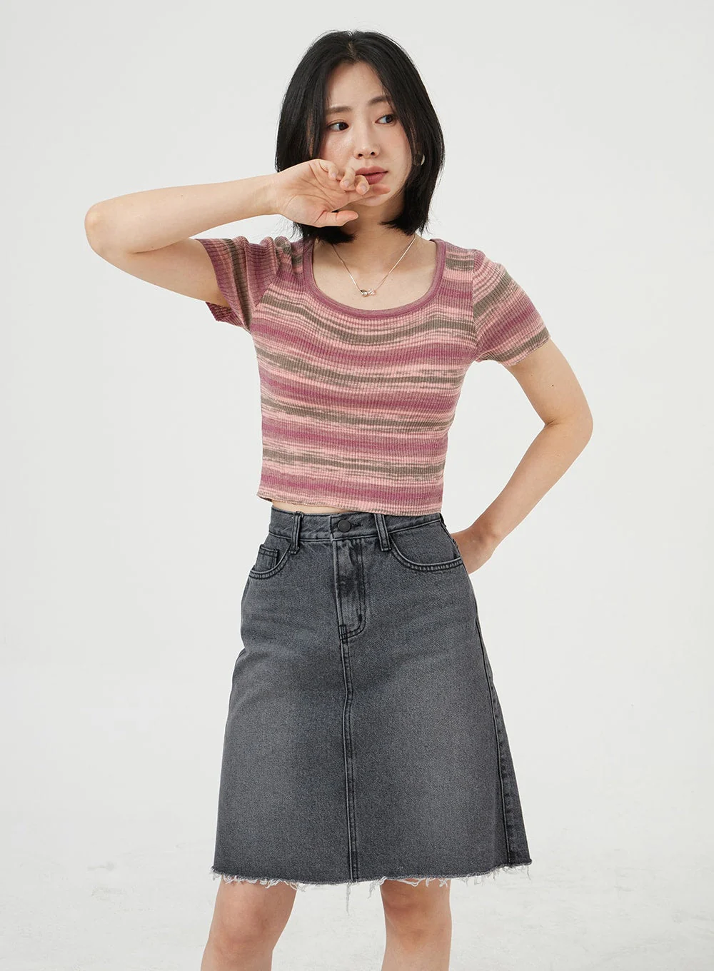 Midi Denim Skirt OM328 - Image 6