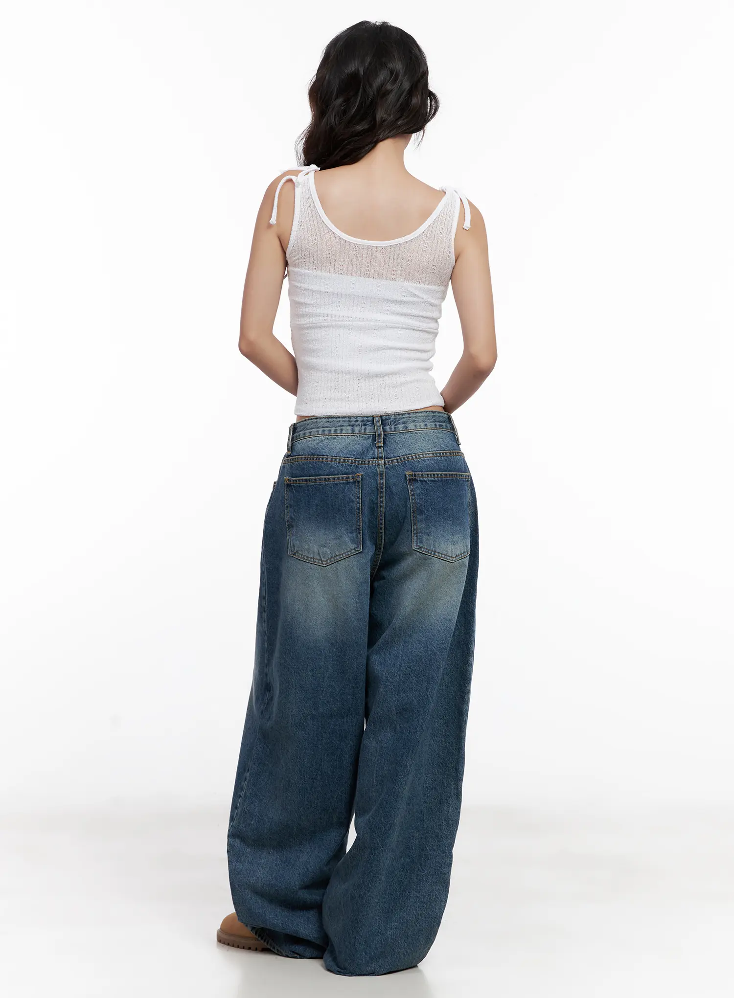Miji Wide-Leg Washed Denim Jeans CL521 - Image 11