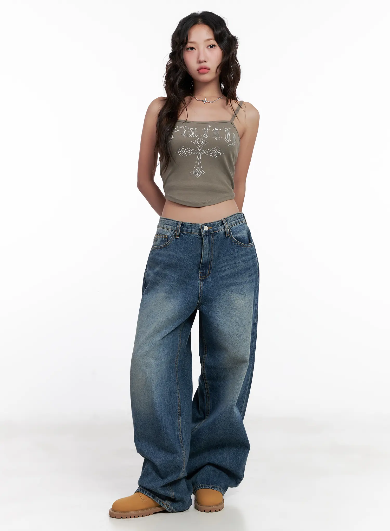 Miji Wide-Leg Washed Denim Jeans CL521 - Image 2
