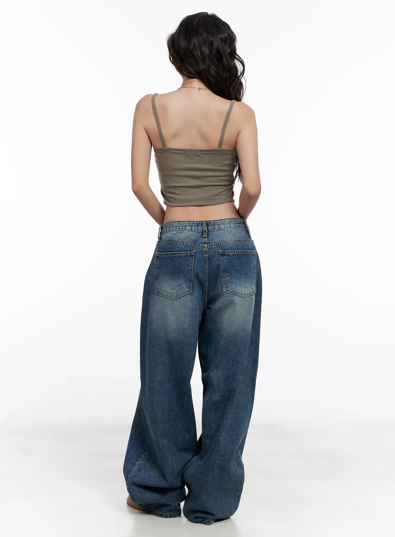 Miji Wide-Leg Washed Denim Jeans CL521 - Image 4