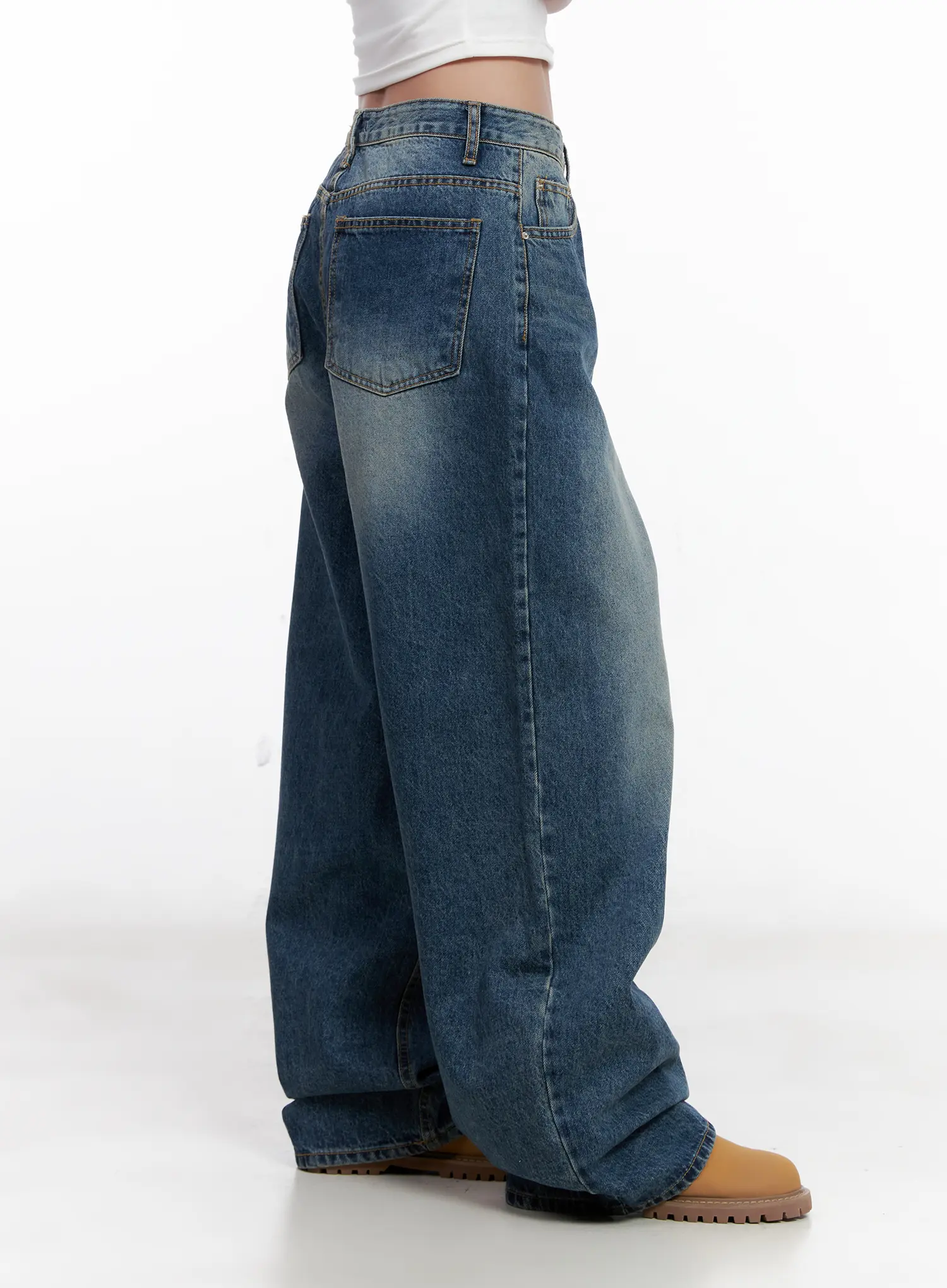 Miji Wide-Leg Washed Denim Jeans CL521 - Image 7