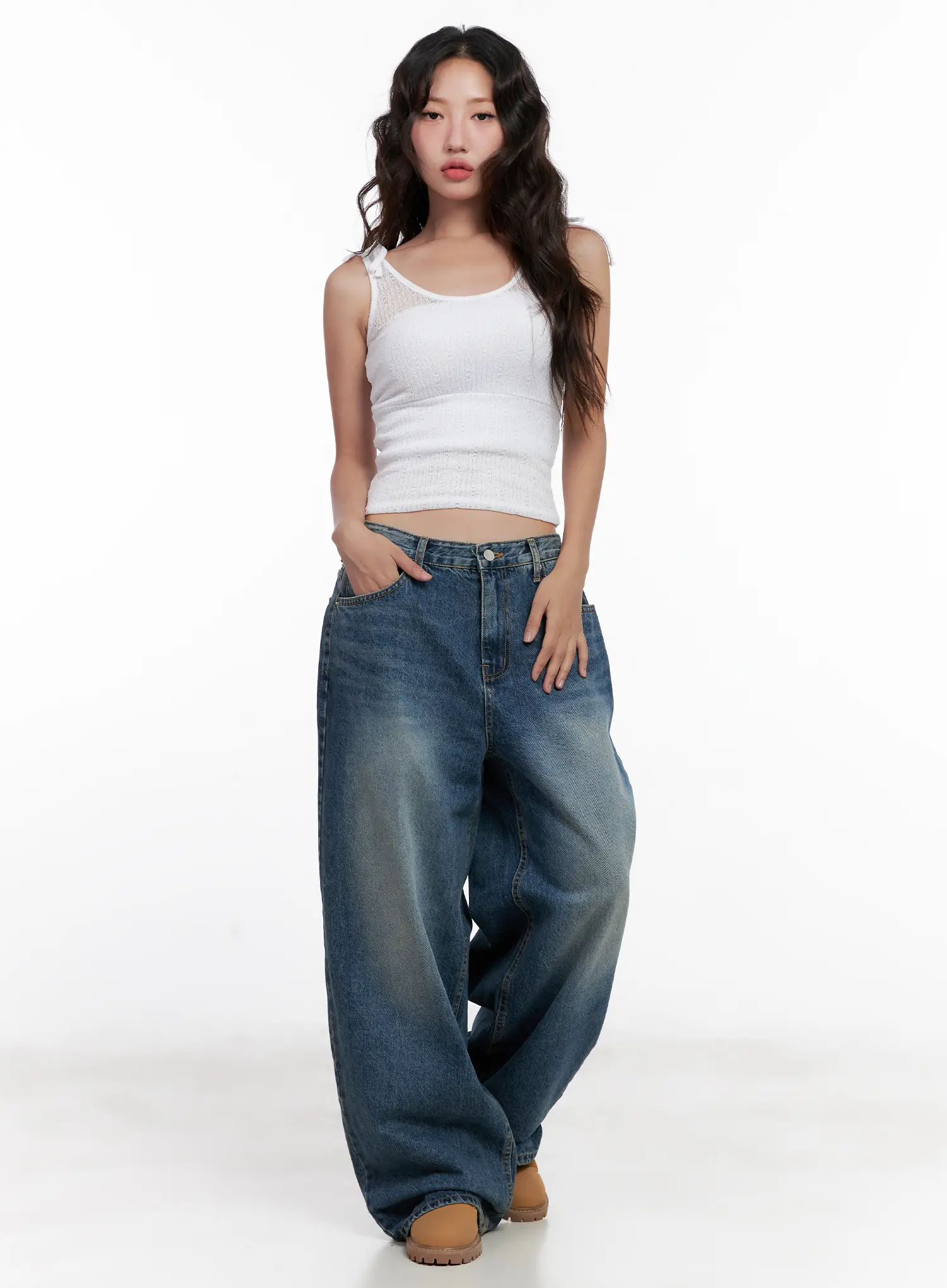 Miji Wide-Leg Washed Denim Jeans CL521 - Image 9