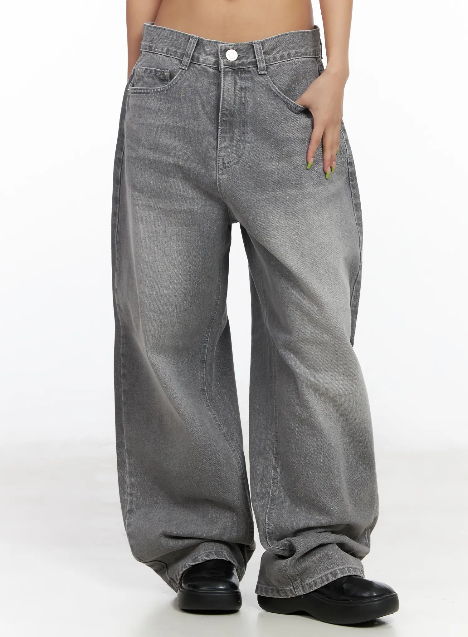 Milena Gray Wash Wide Leg Jeans CF511