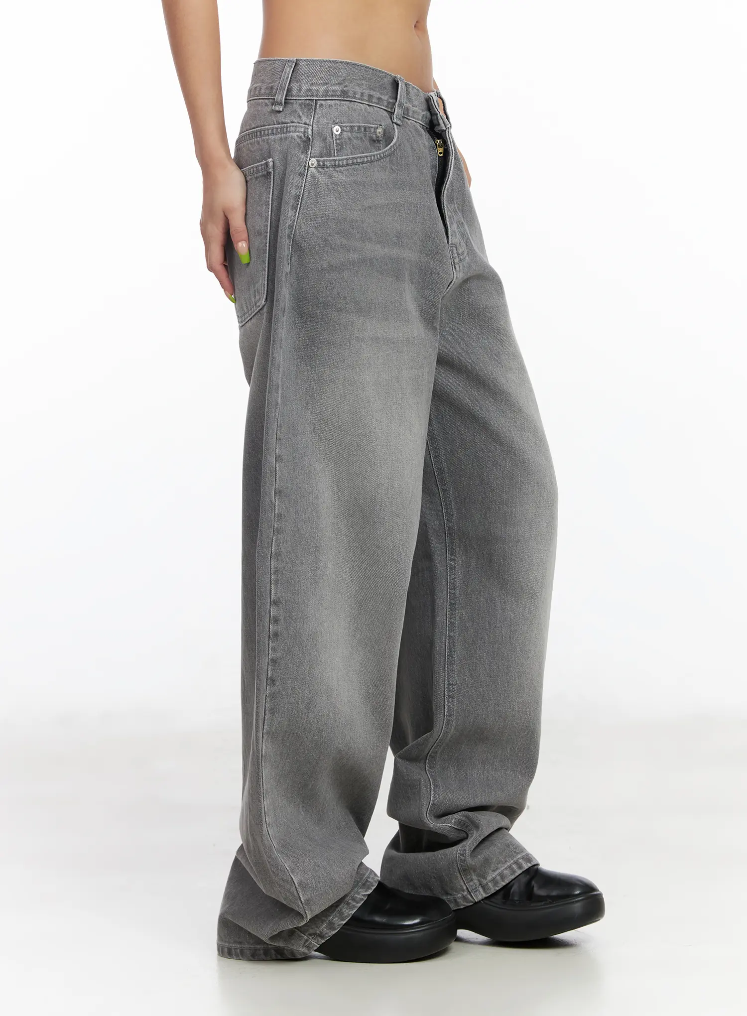 Milena Gray Wash Wide Leg Jeans CF511 - Image 4