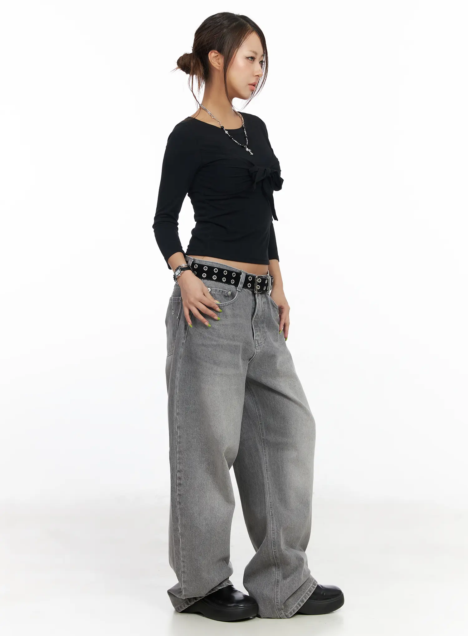 Milena Gray Wash Wide Leg Jeans CF511 - Image 5