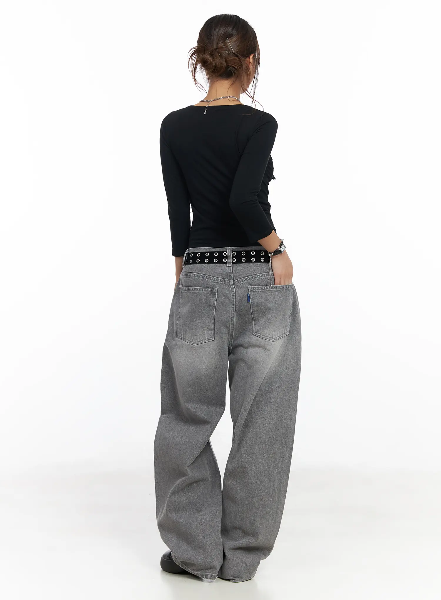 Milena Gray Wash Wide Leg Jeans CF511 - Image 7
