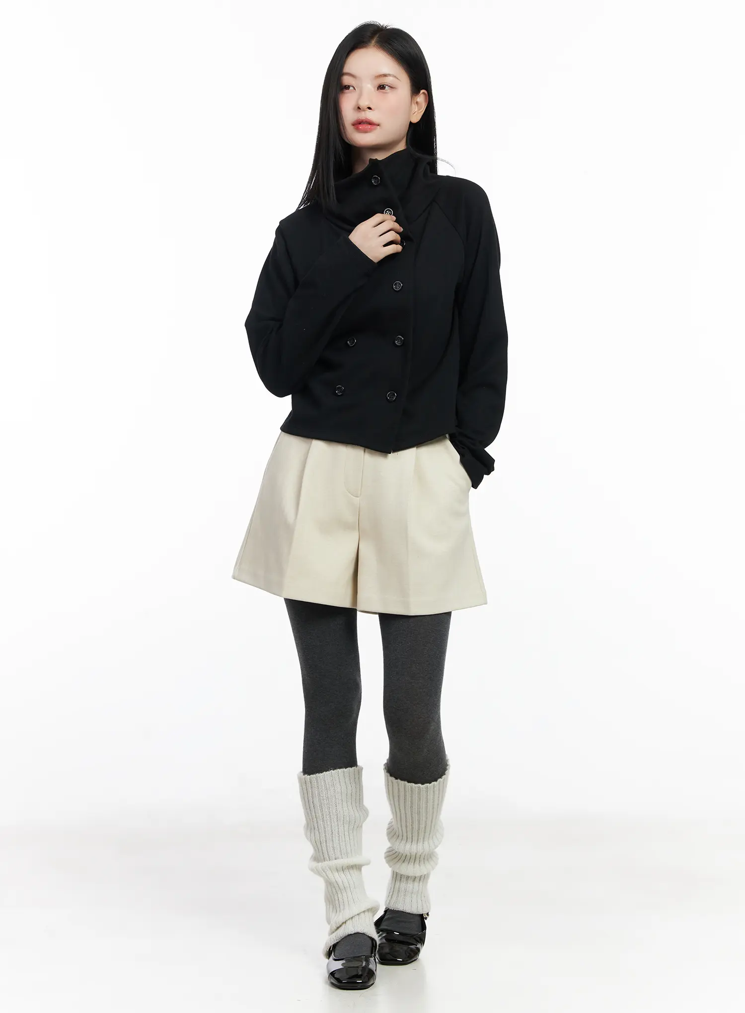 Minimalist Cream Tailored Shorts CJ519
