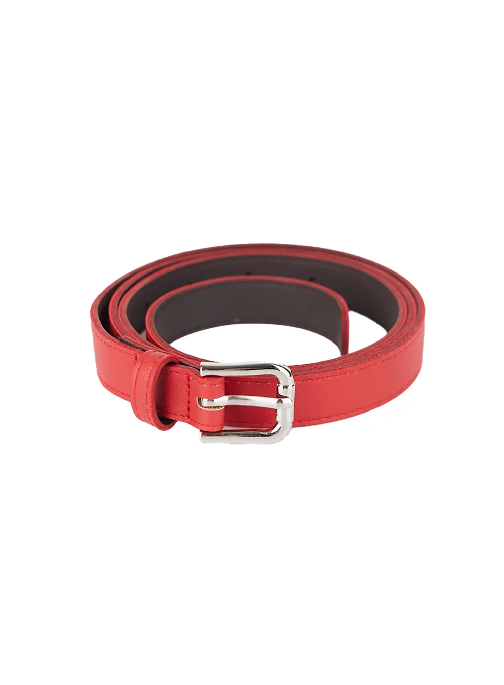 Minimalist Red Faux Leather Belt CL508 - Image 6