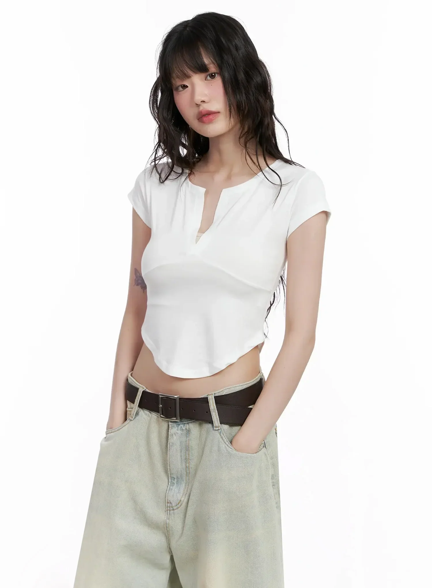 Minimalist V-Neck Crop Top IL531 - Image 17