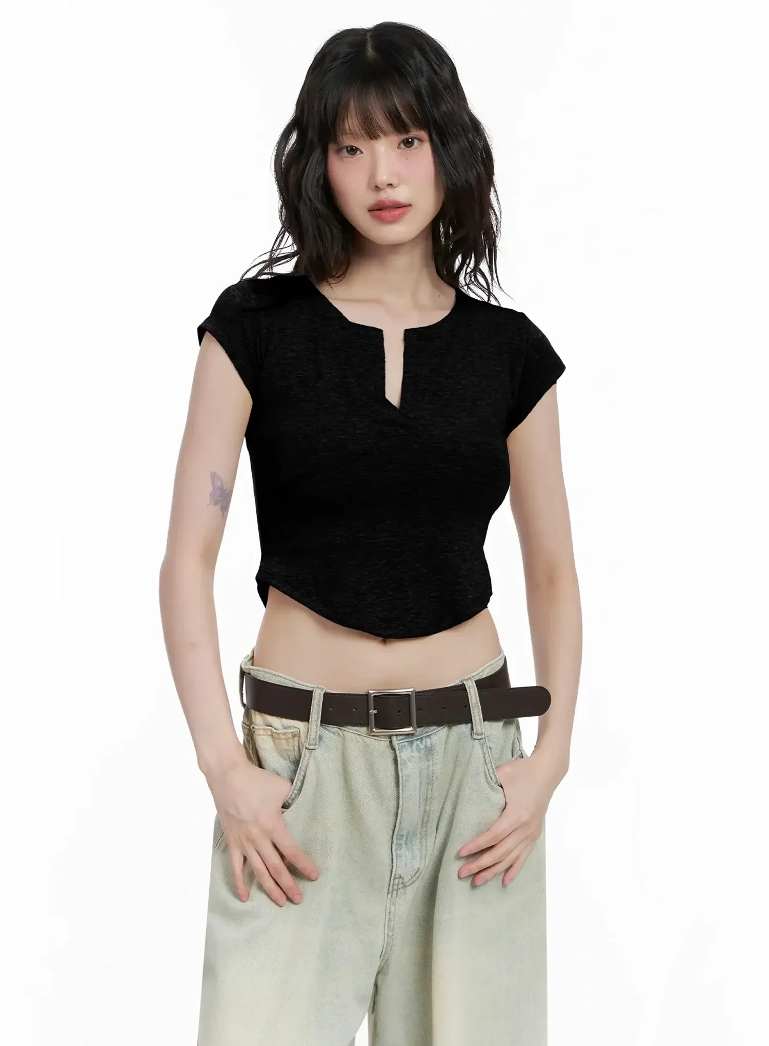Minimalist V-Neck Crop Top IL531 - Image 19