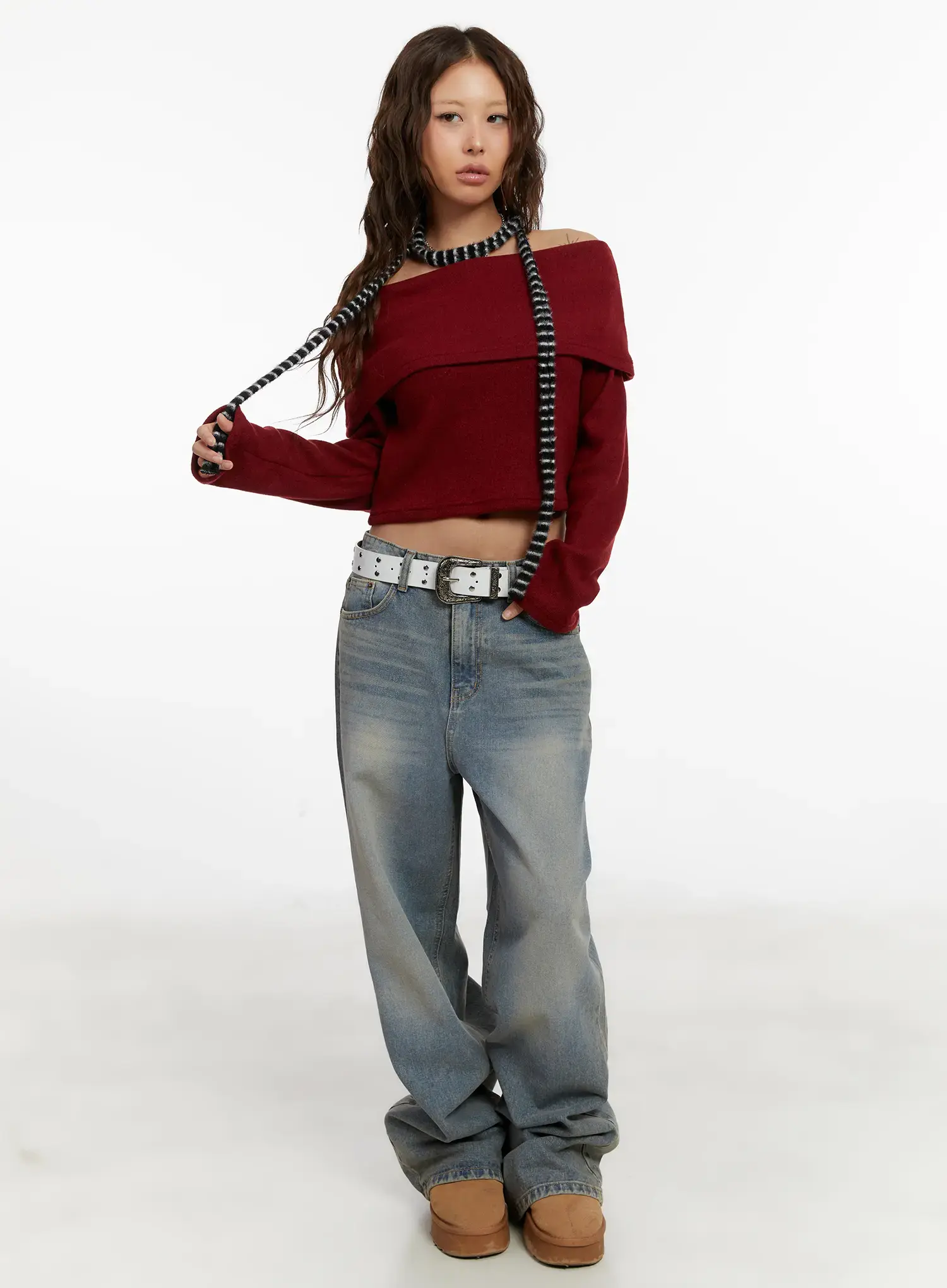 Minj Vintage Wash Wide Leg Jeans CD517 - Image 2