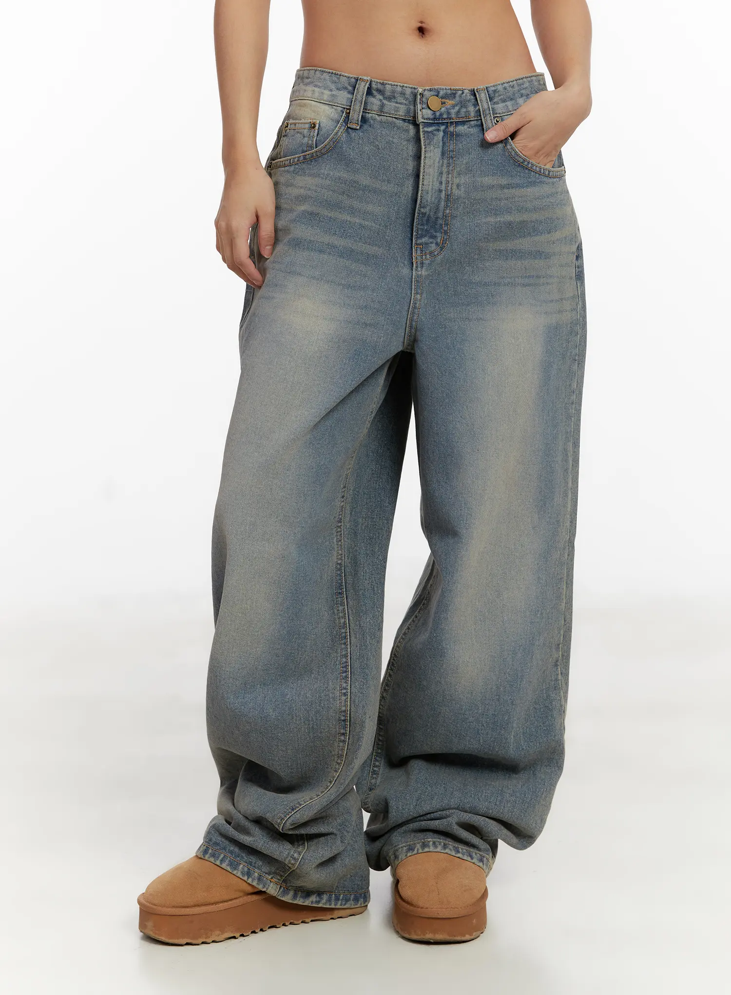 Minj Vintage Wash Wide Leg Jeans CD517 - Image 9