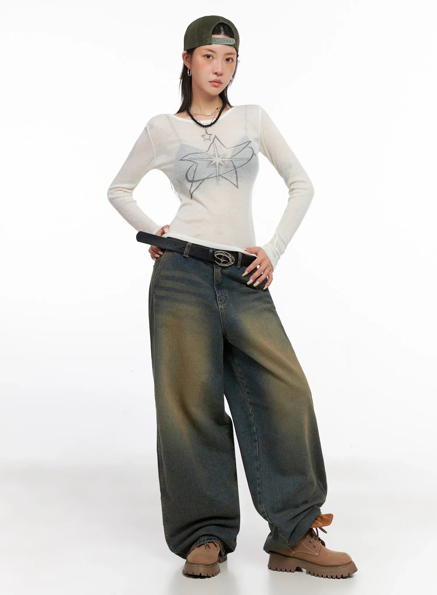 Minju Vintage Washed Baggy Jeans IS508 - Image 15