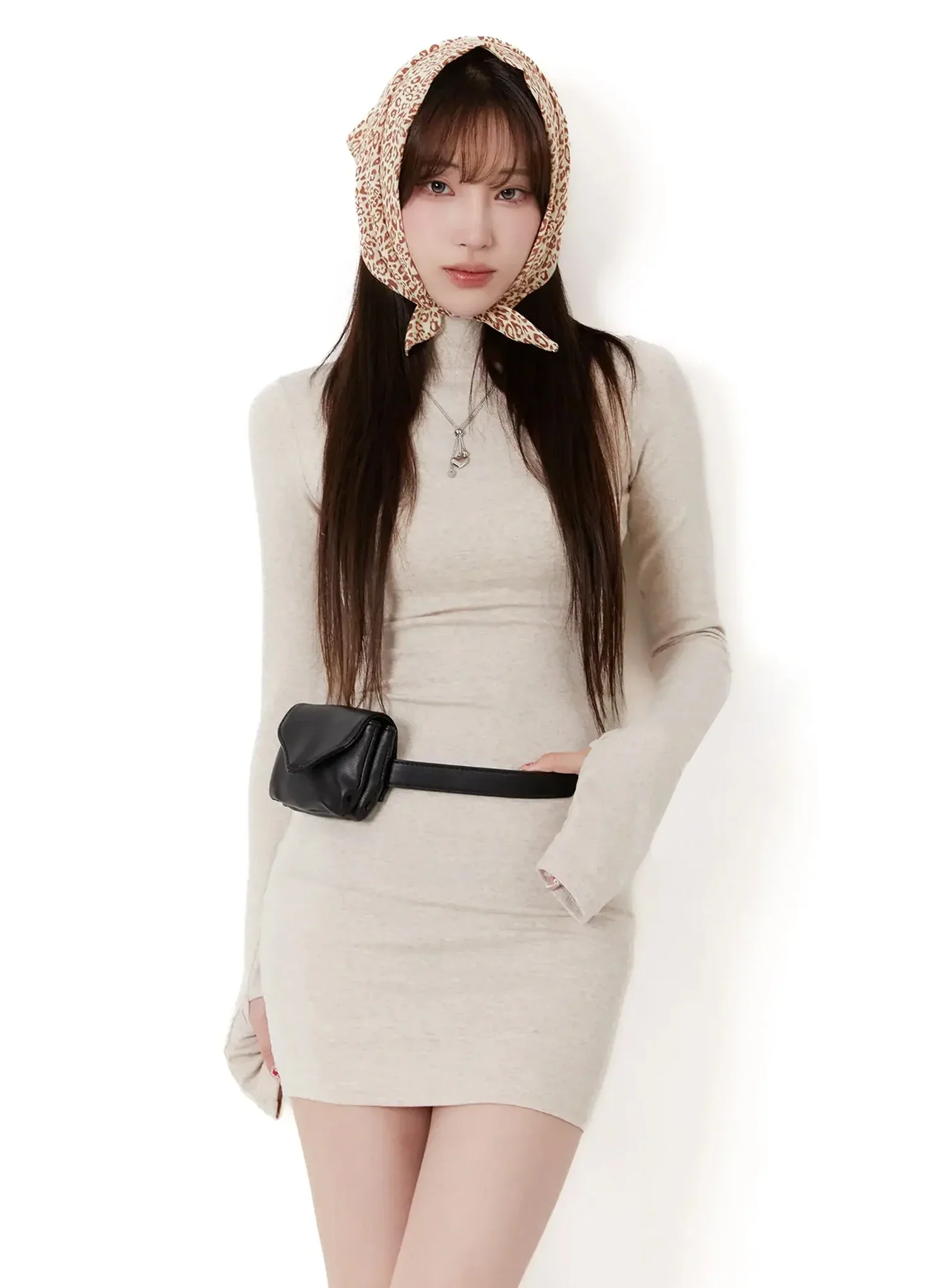 Mock Neck Mini Dress IJ516