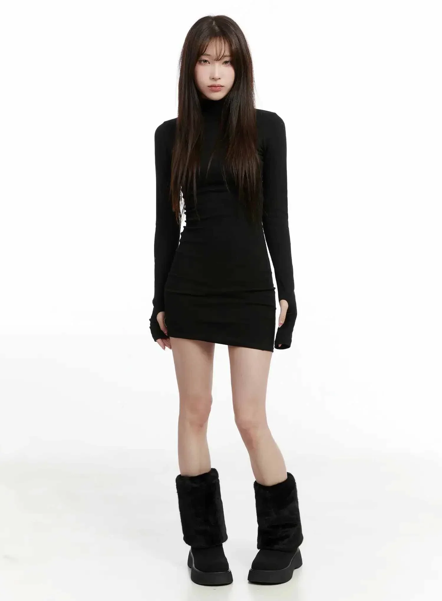 Mock Neck Mini Dress IJ516 - Image 14