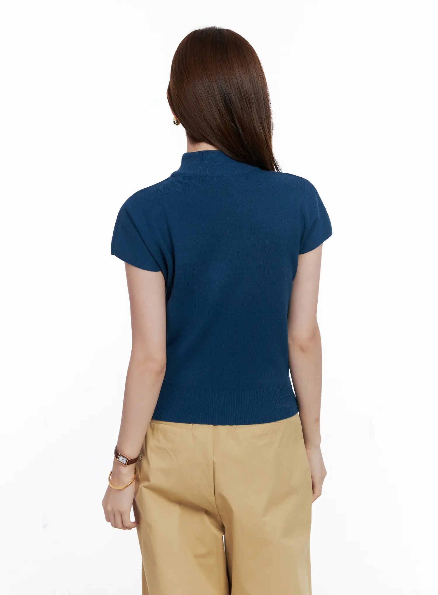 Mock Neck Short Sleeve Knit Top CG520 - Image 7