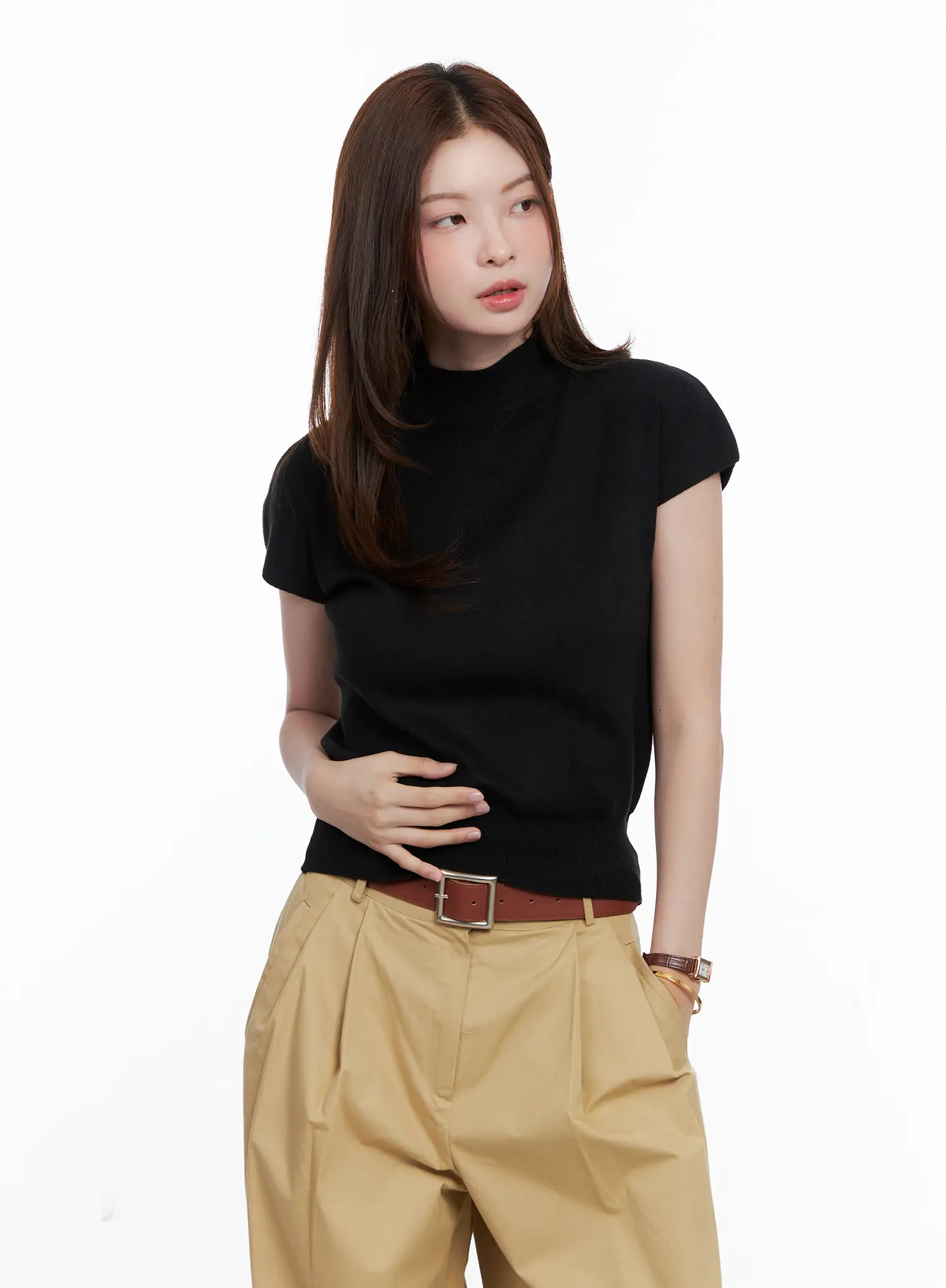 Mock Neck Short Sleeve Knit Top CG520 - Image 8
