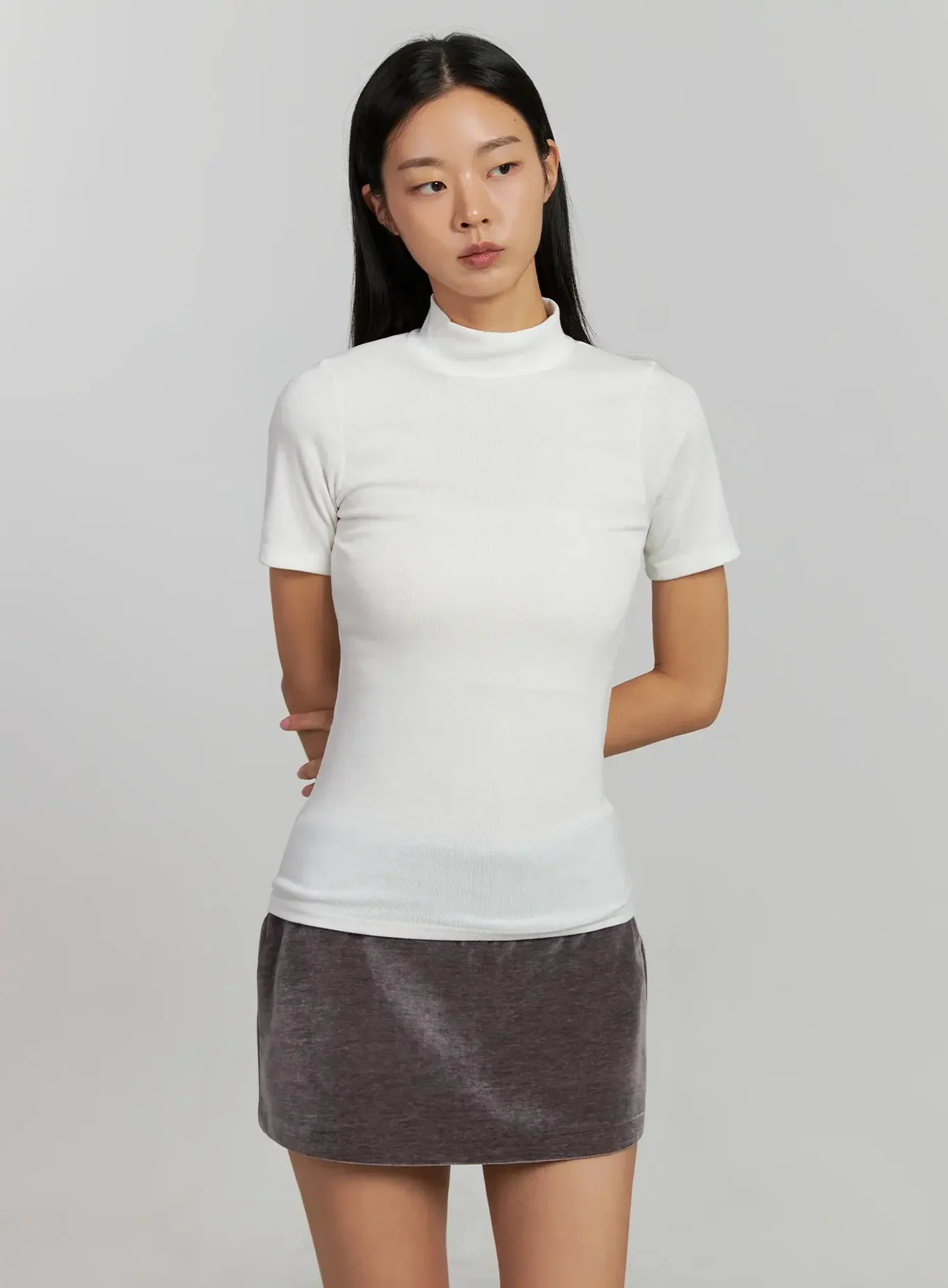 Mock Neck Short Sleeve Top IJ502 - Image 15