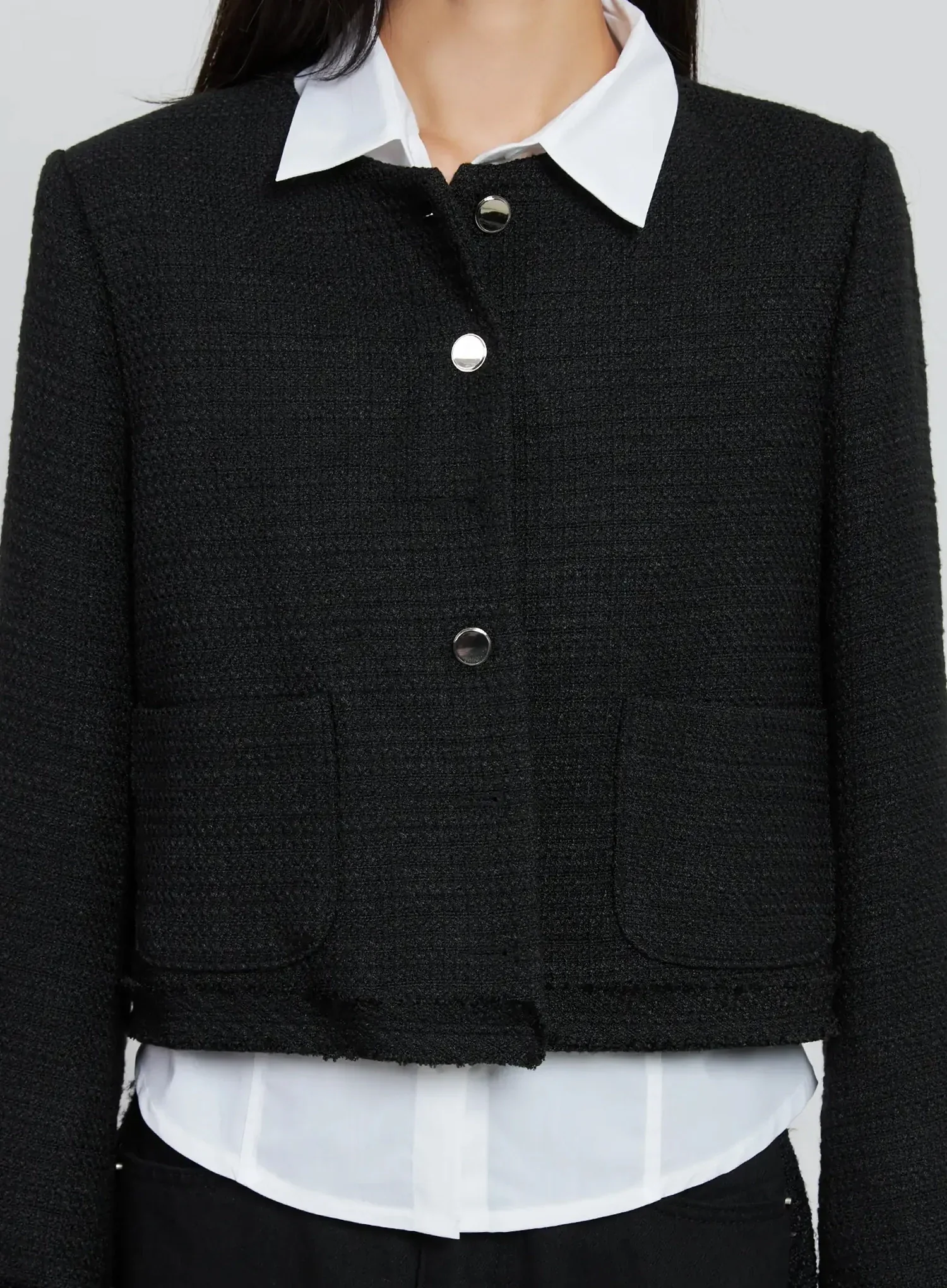 Modern Black Cropped Blazer IO530 - Image 4