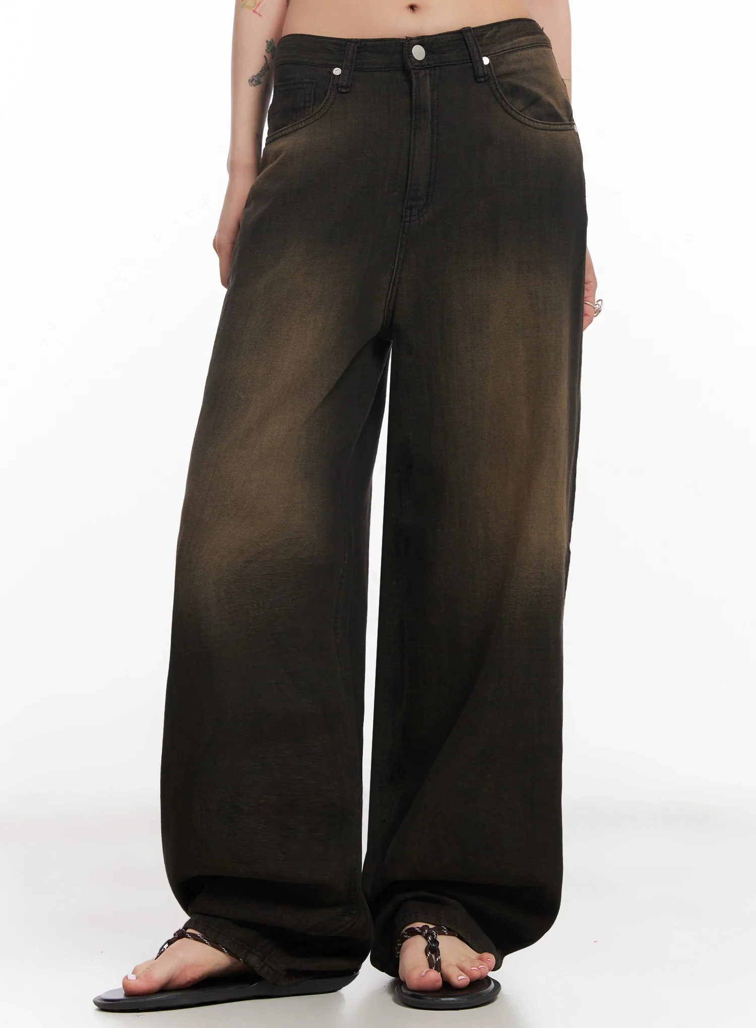 Moka Summer-Wash Wide-Leg Denim Pants IC503 - Image 2