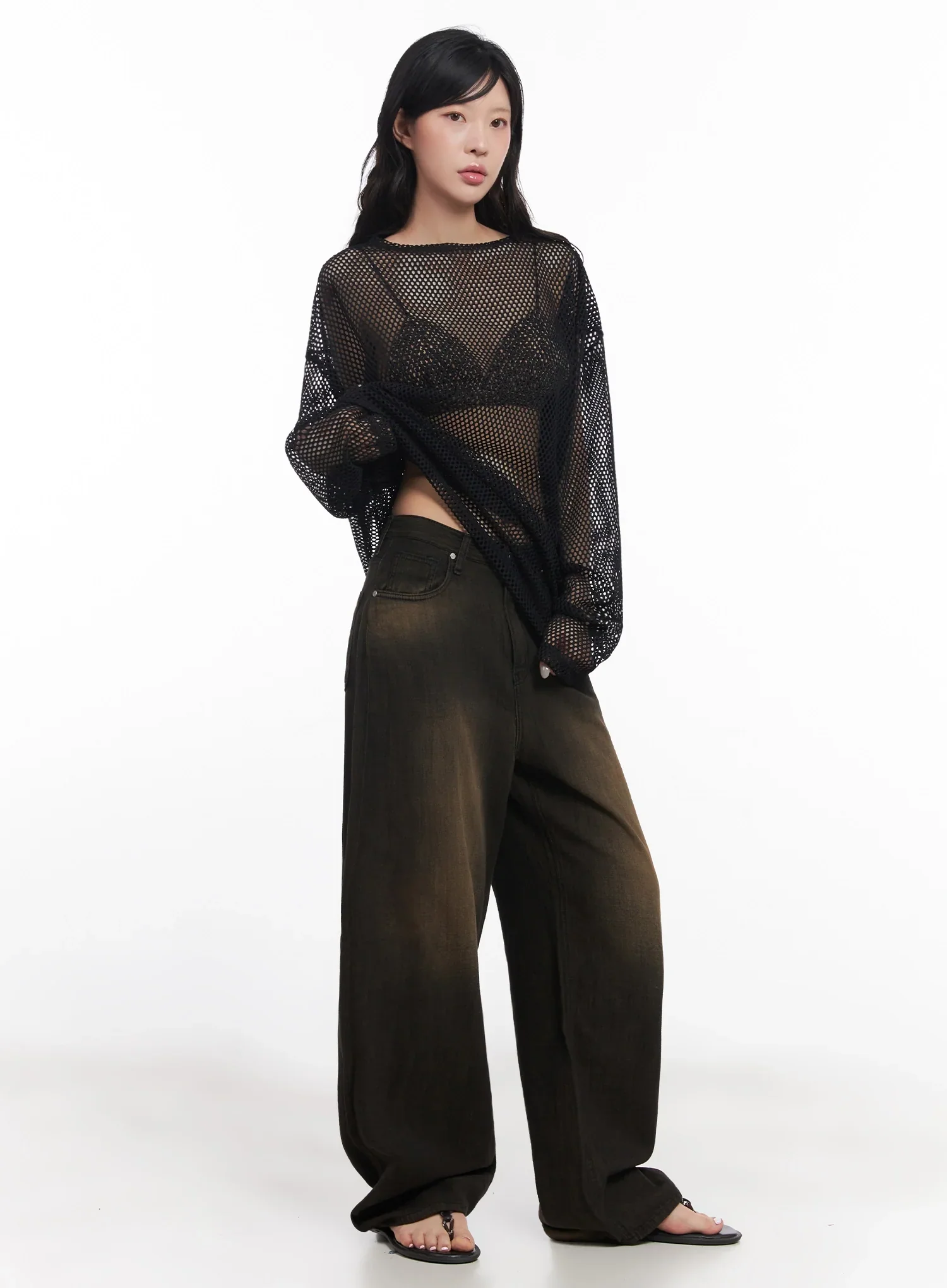 Moka Summer-Wash Wide-Leg Denim Pants IC503 - Image 4