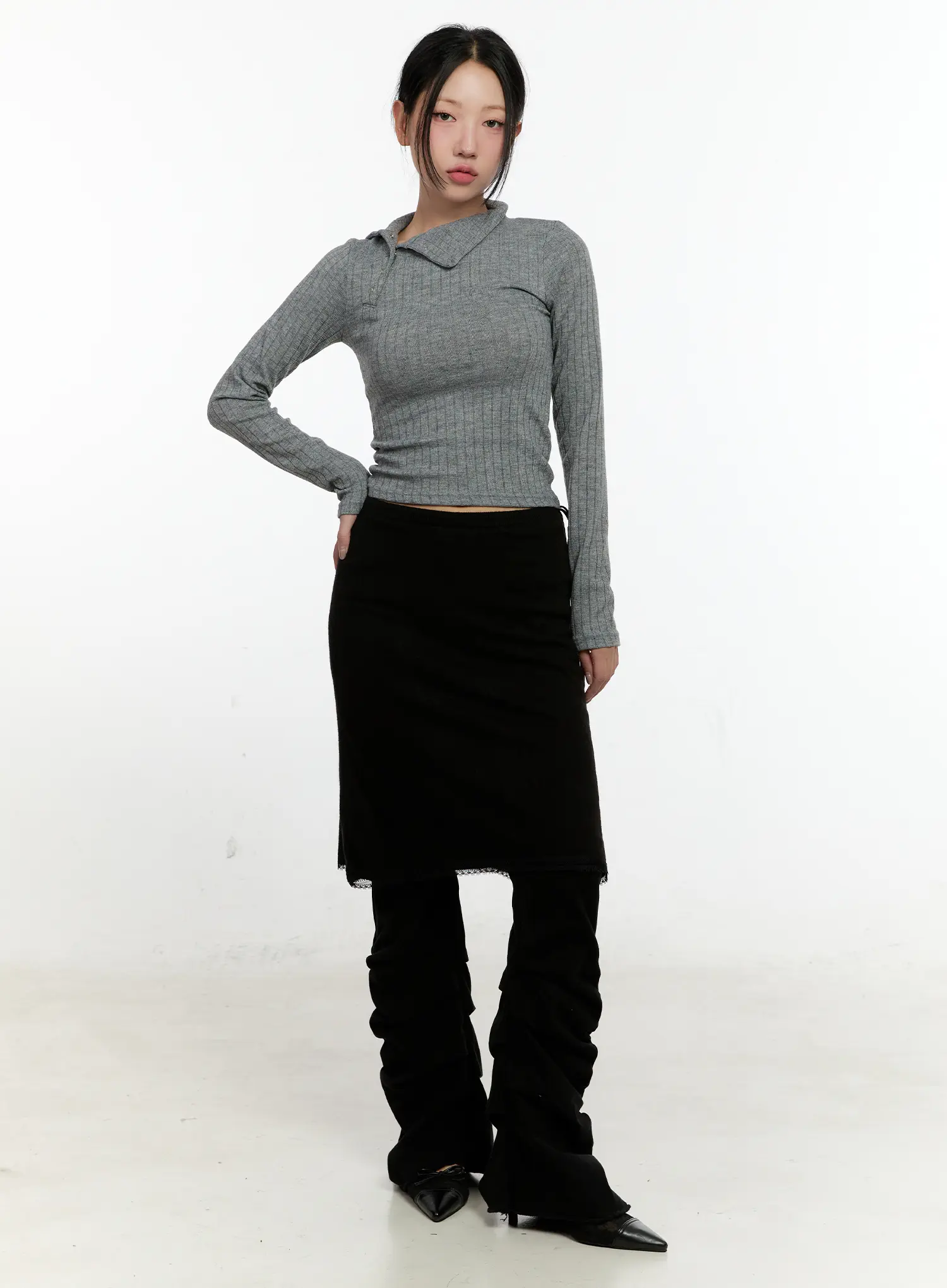 Mono Asymmetric Snap Turtleneck Top CN505 - Image 3