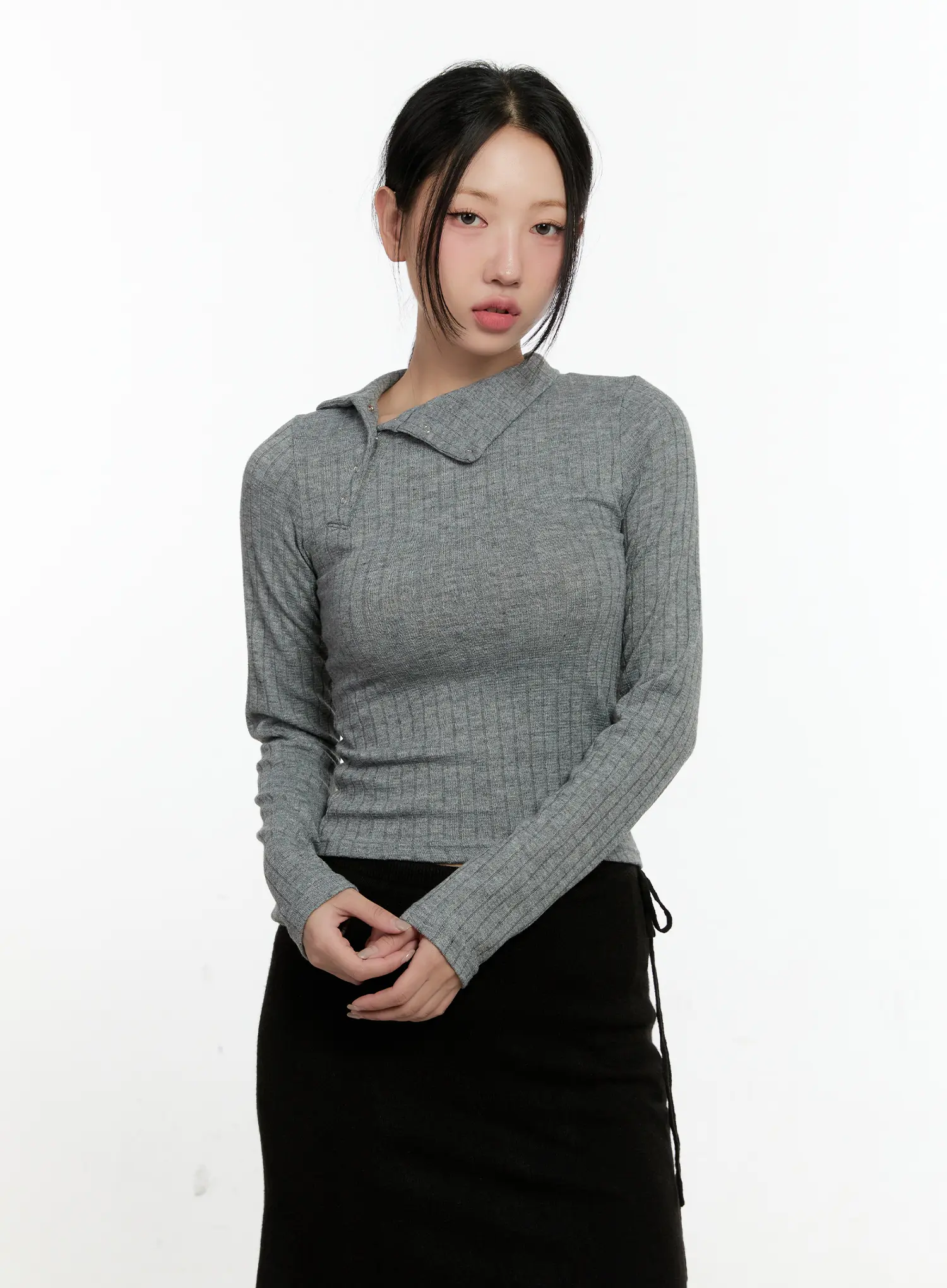 Mono Asymmetric Snap Turtleneck Top CN505 - Image 9