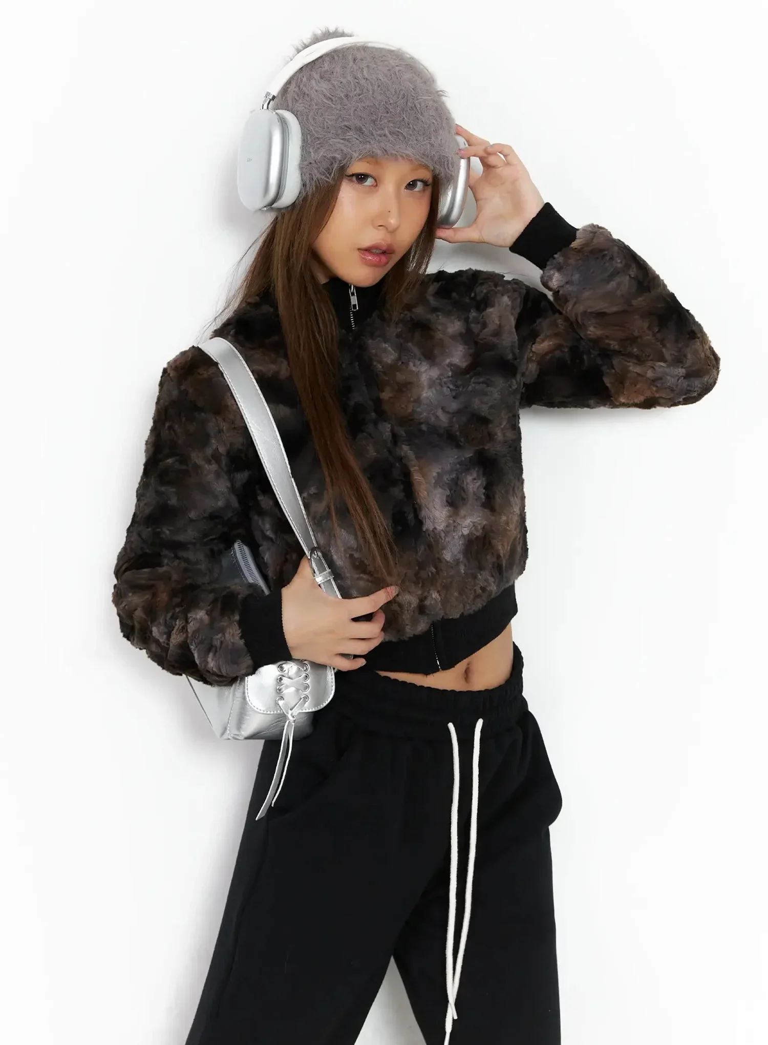 Multi-Color Faux Fur Zip-Up Jacket ID503