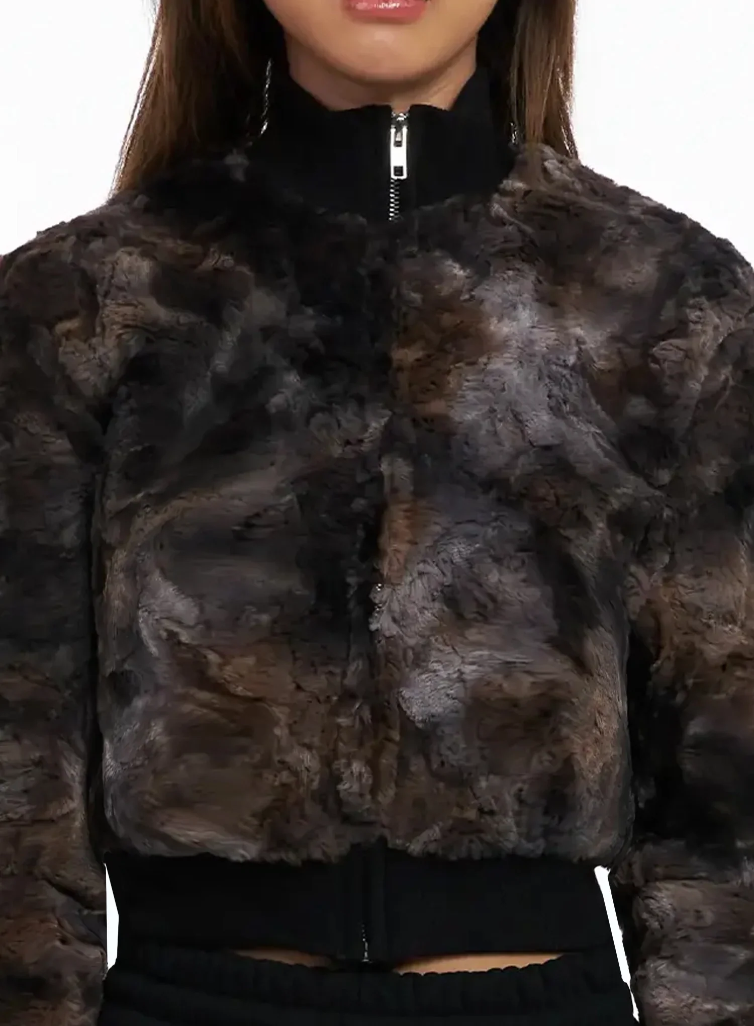 Multi-Color Faux Fur Zip-Up Jacket ID503 - Image 4