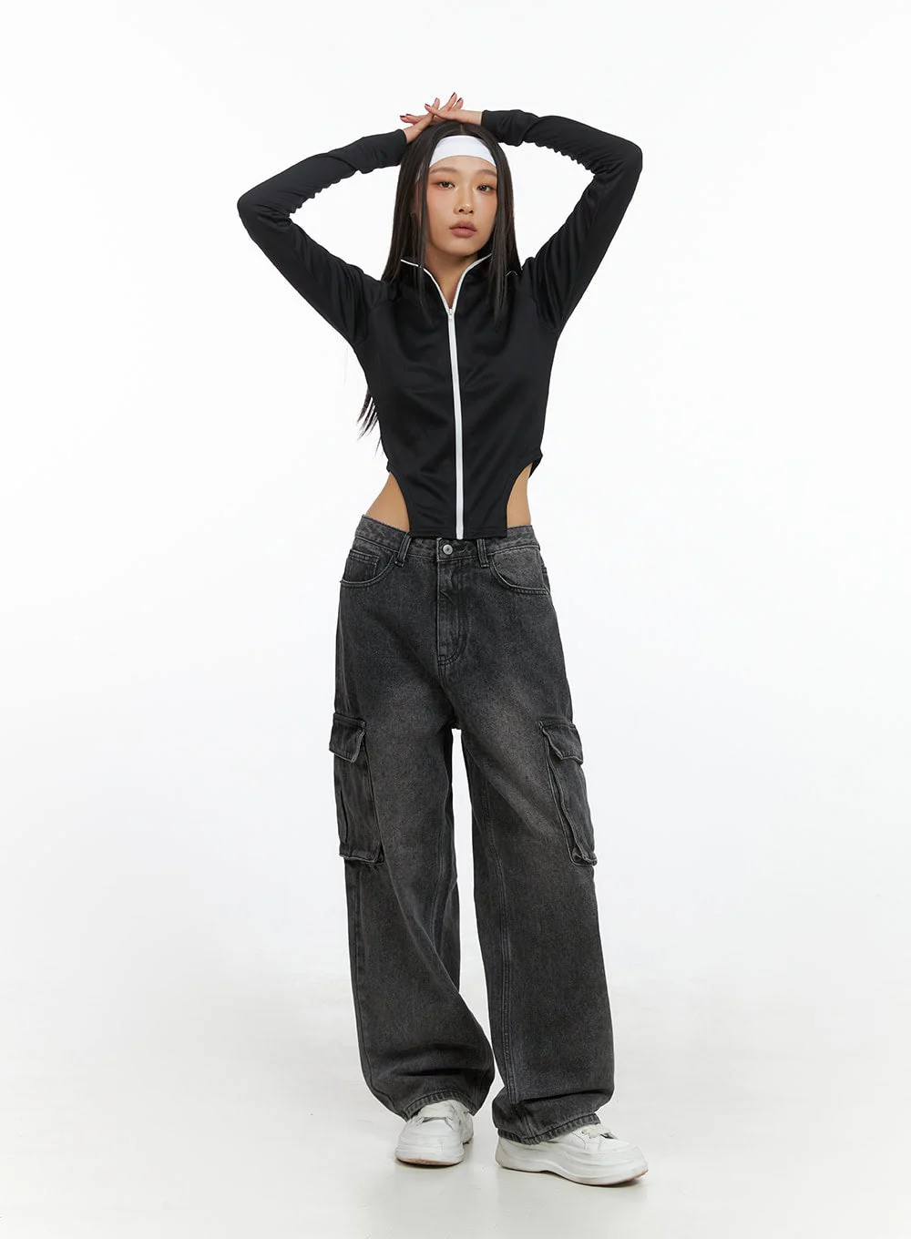 Neve Washed Cargo Denim Jeans IS427 - Image 3