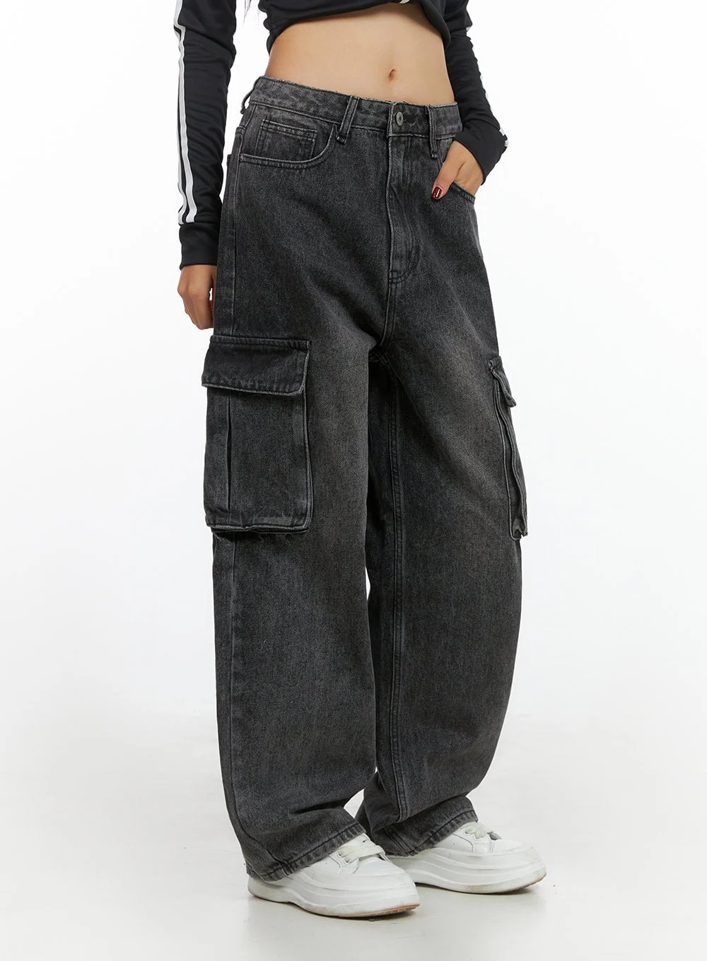 Neve Washed Cargo Denim Jeans IS427 - Image 6