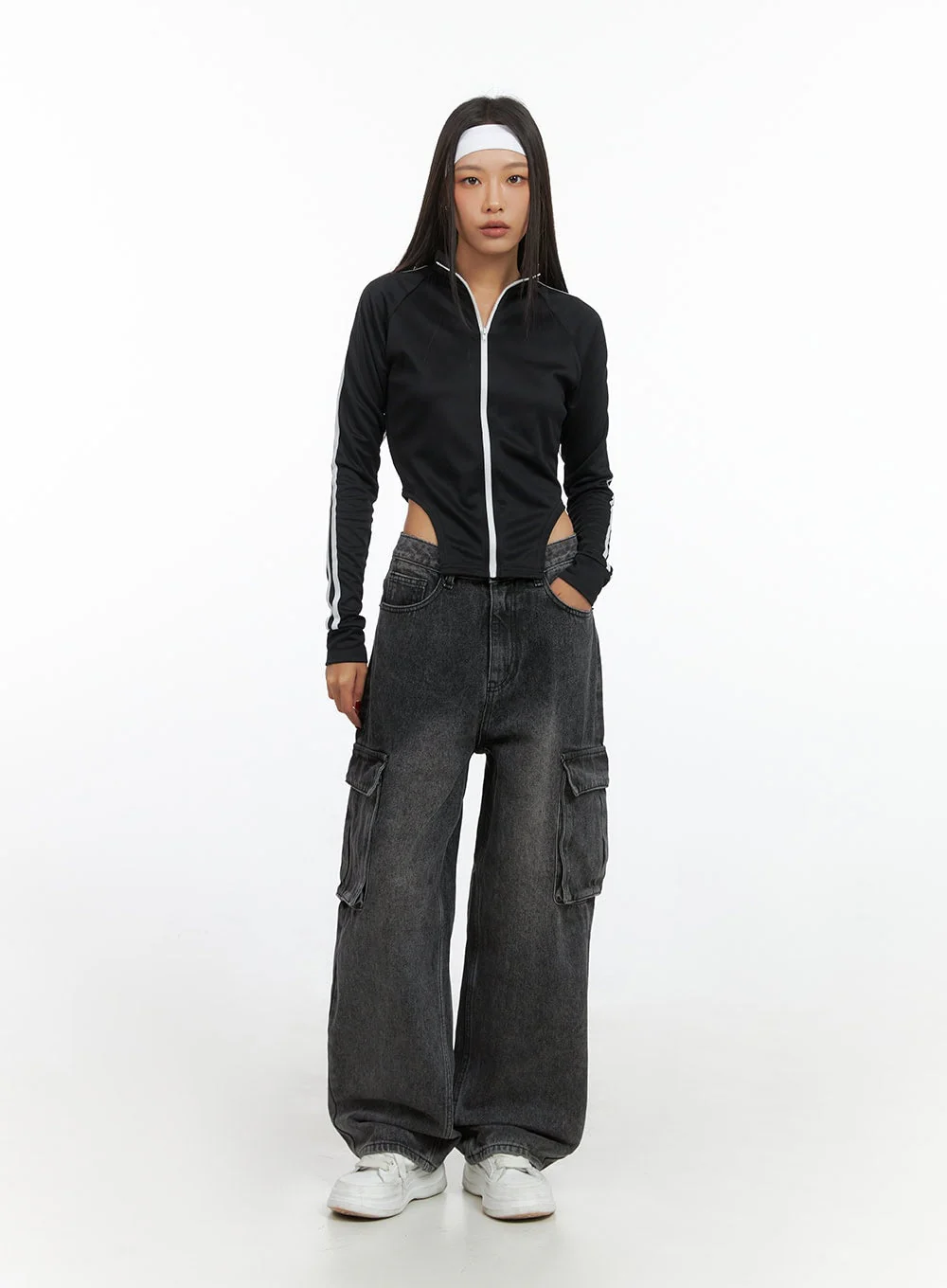 Neve Washed Cargo Denim Jeans IS427 - Image 7
