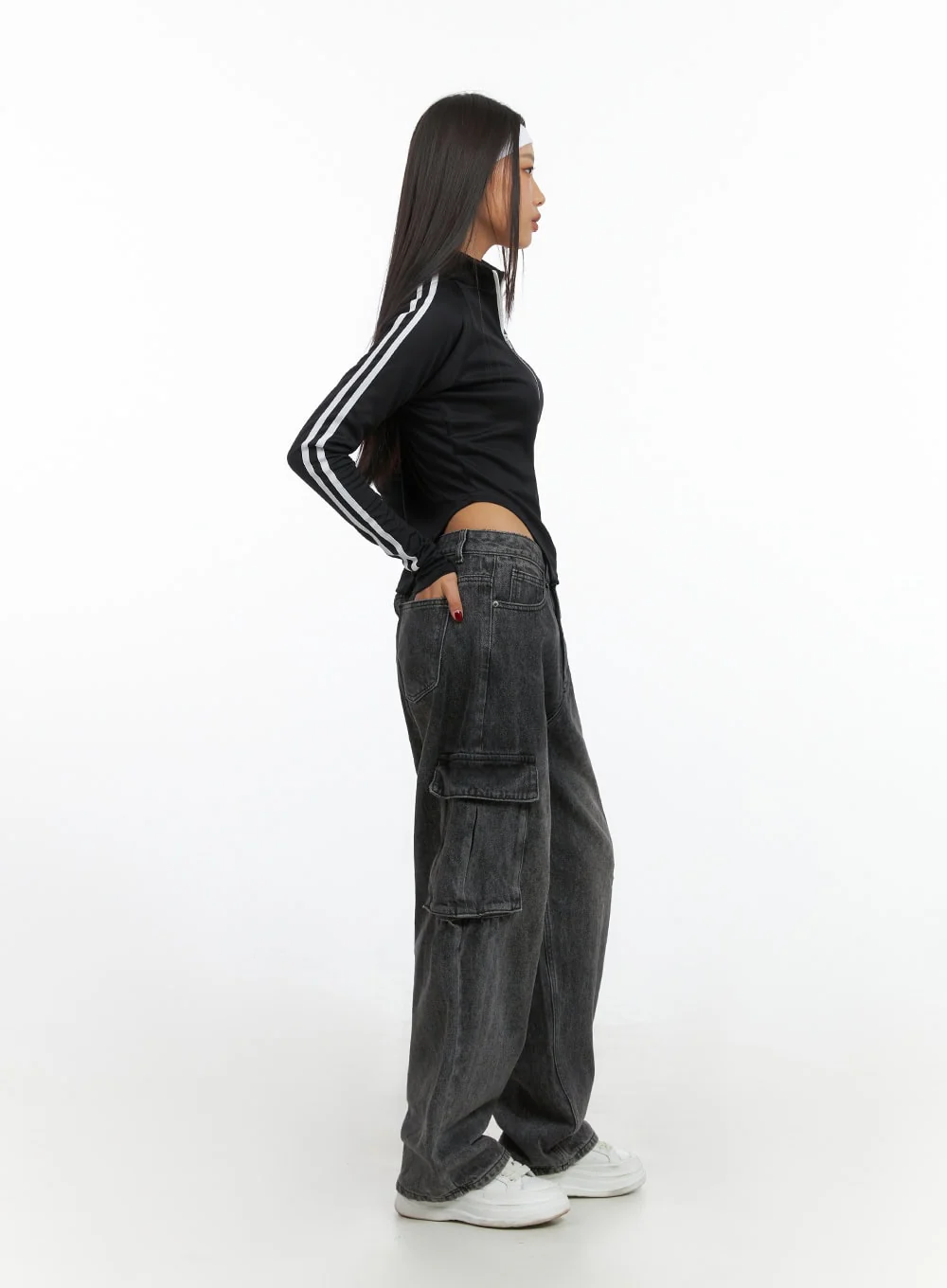 Neve Washed Cargo Denim Jeans IS427 - Image 8