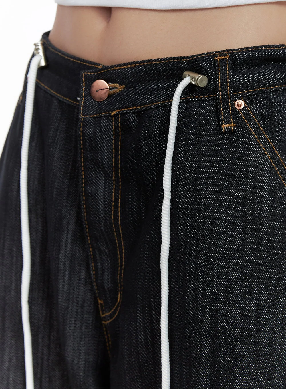 Nixie Casual String-Tie Waist Baggy Jeans CS430 - Image 3