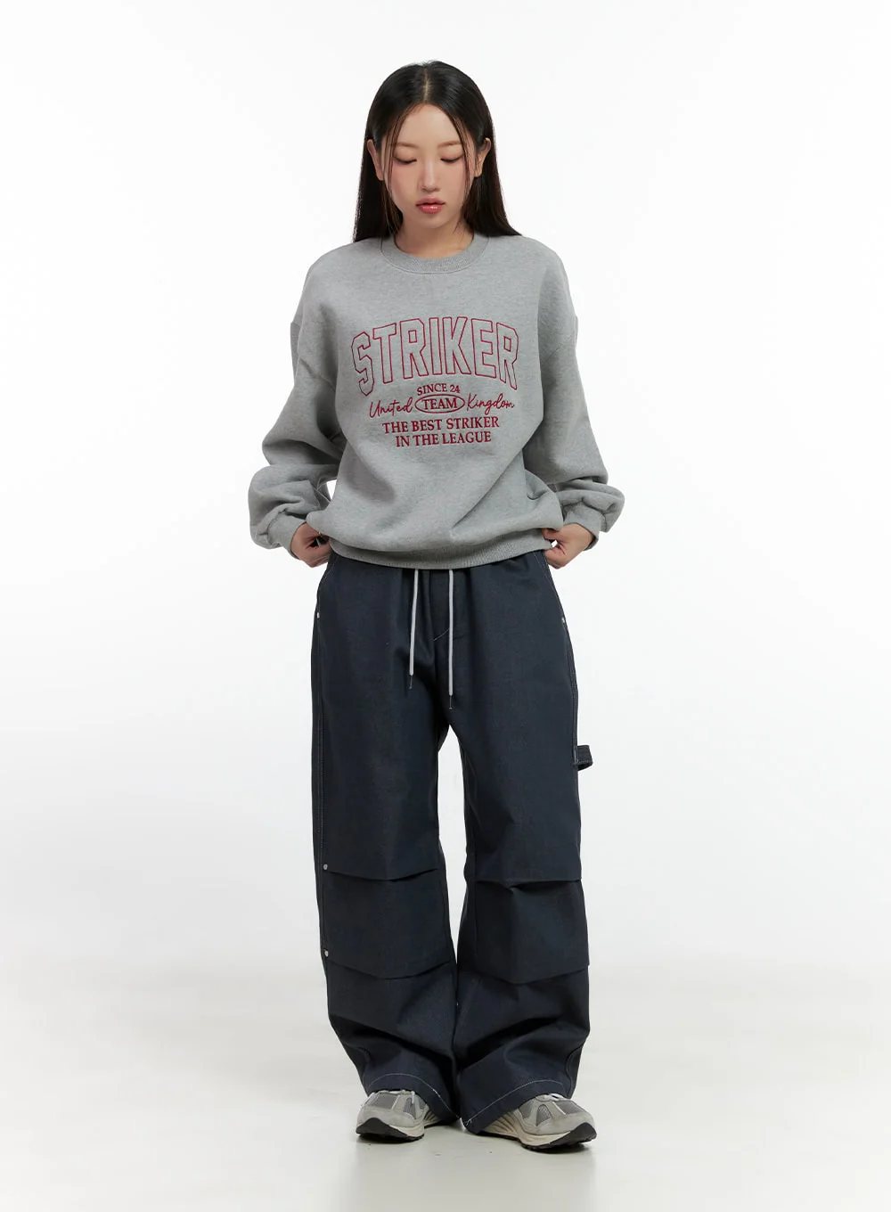 Non-Fade Wide-Leg Denim Trousers CN412 - Image 2
