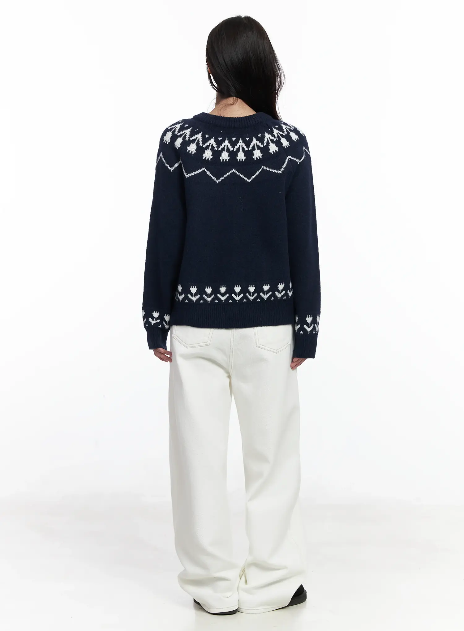 Nordic Pattern Button-Up Knit Cardigan IJ529 - Image 4