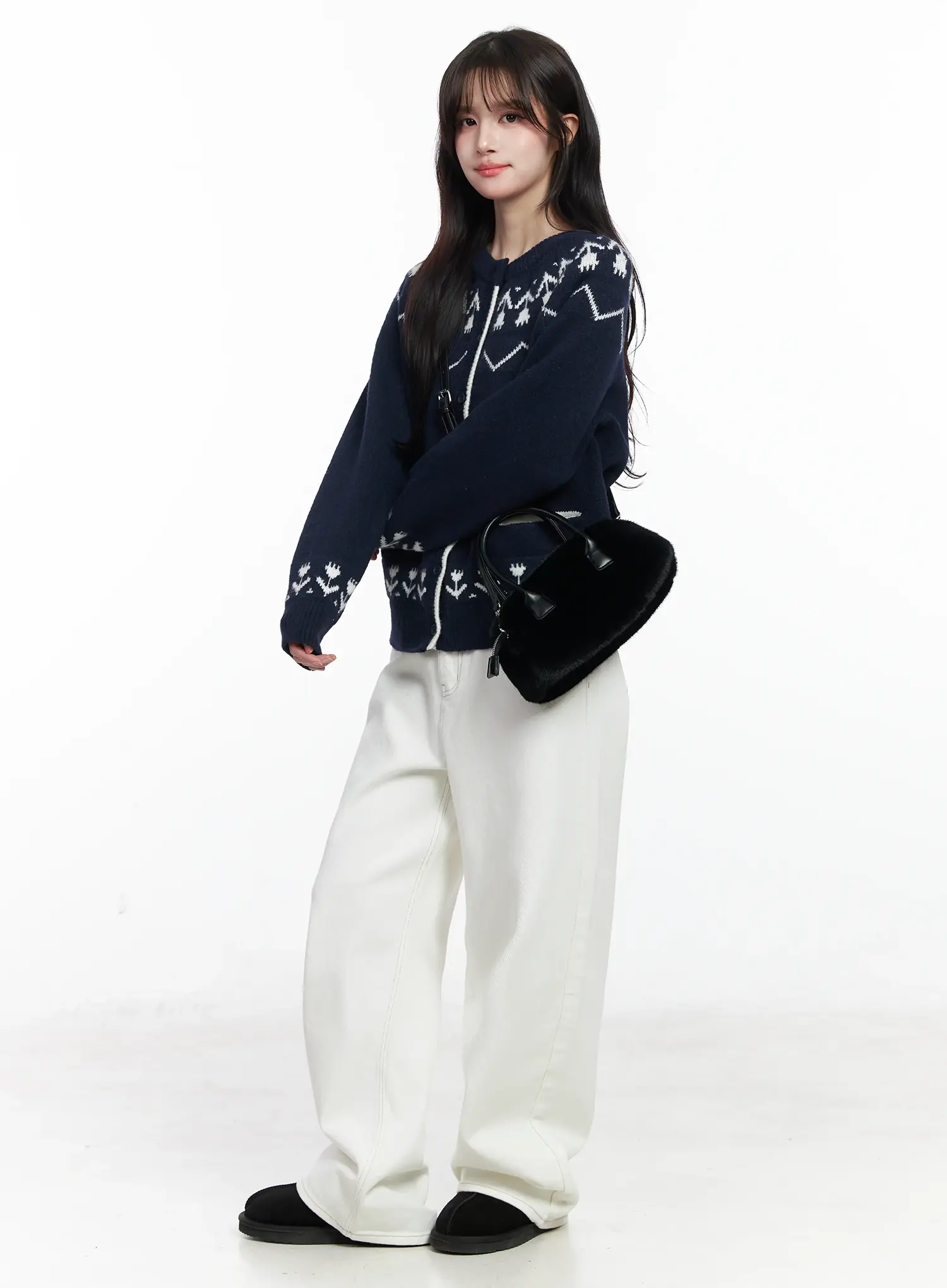 Nordic Pattern Button-Up Knit Cardigan IJ529 - Image 9