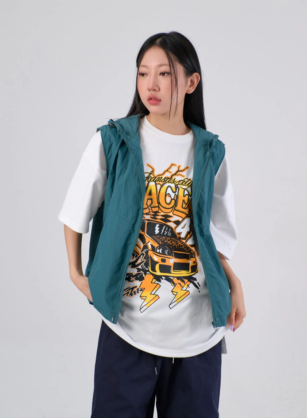 Nylon Hoodie Vest IA304 - Image 4
