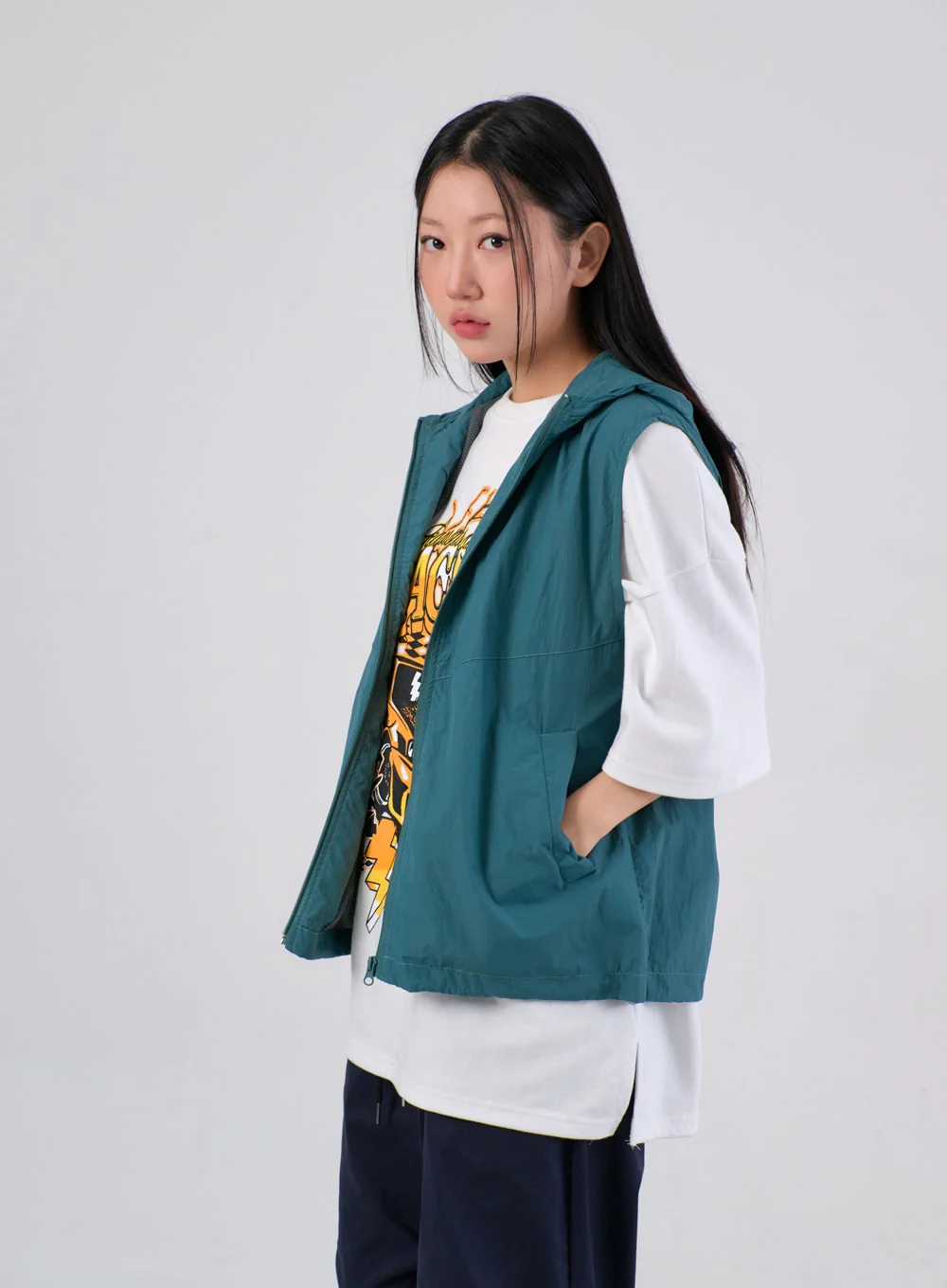 Nylon Hoodie Vest IA304 - Image 5