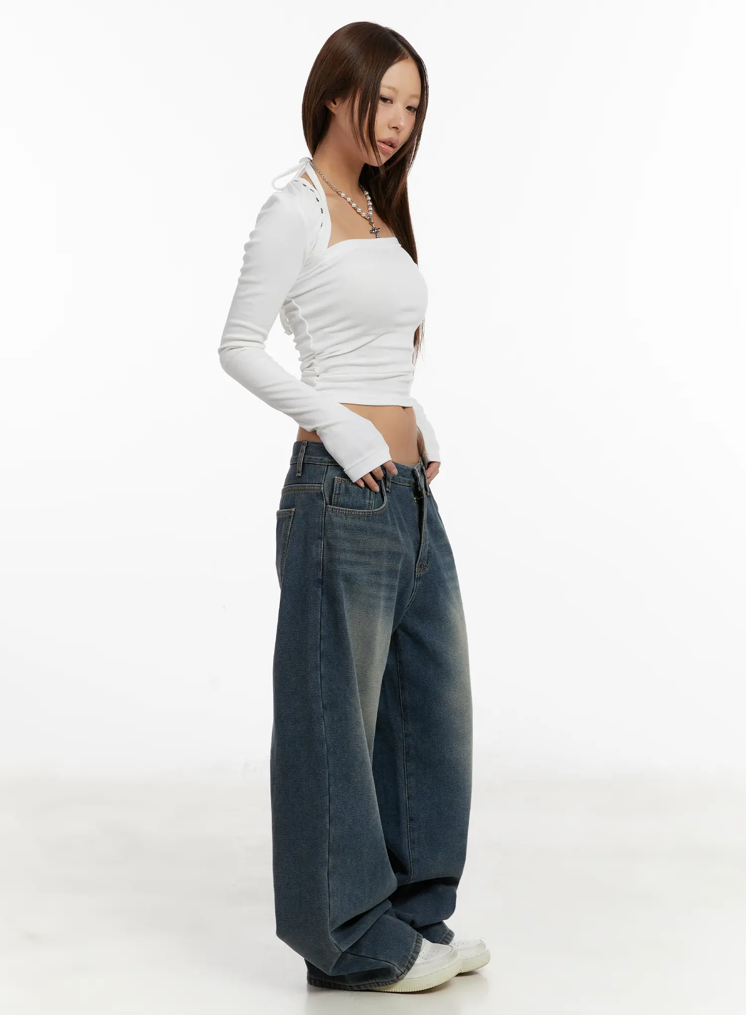 Oaklee Vintage Fleece Wide Leg Jeans CD515 - Image 6