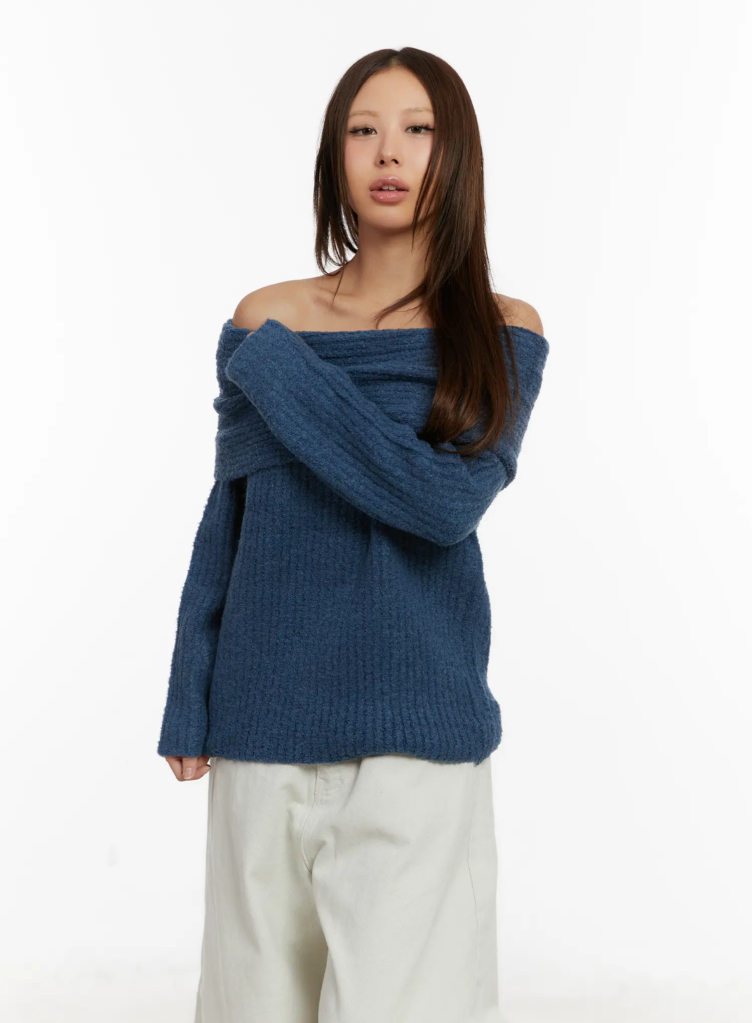 Off-Shoulder Buttery Knit Sweater CD517 - Image 2